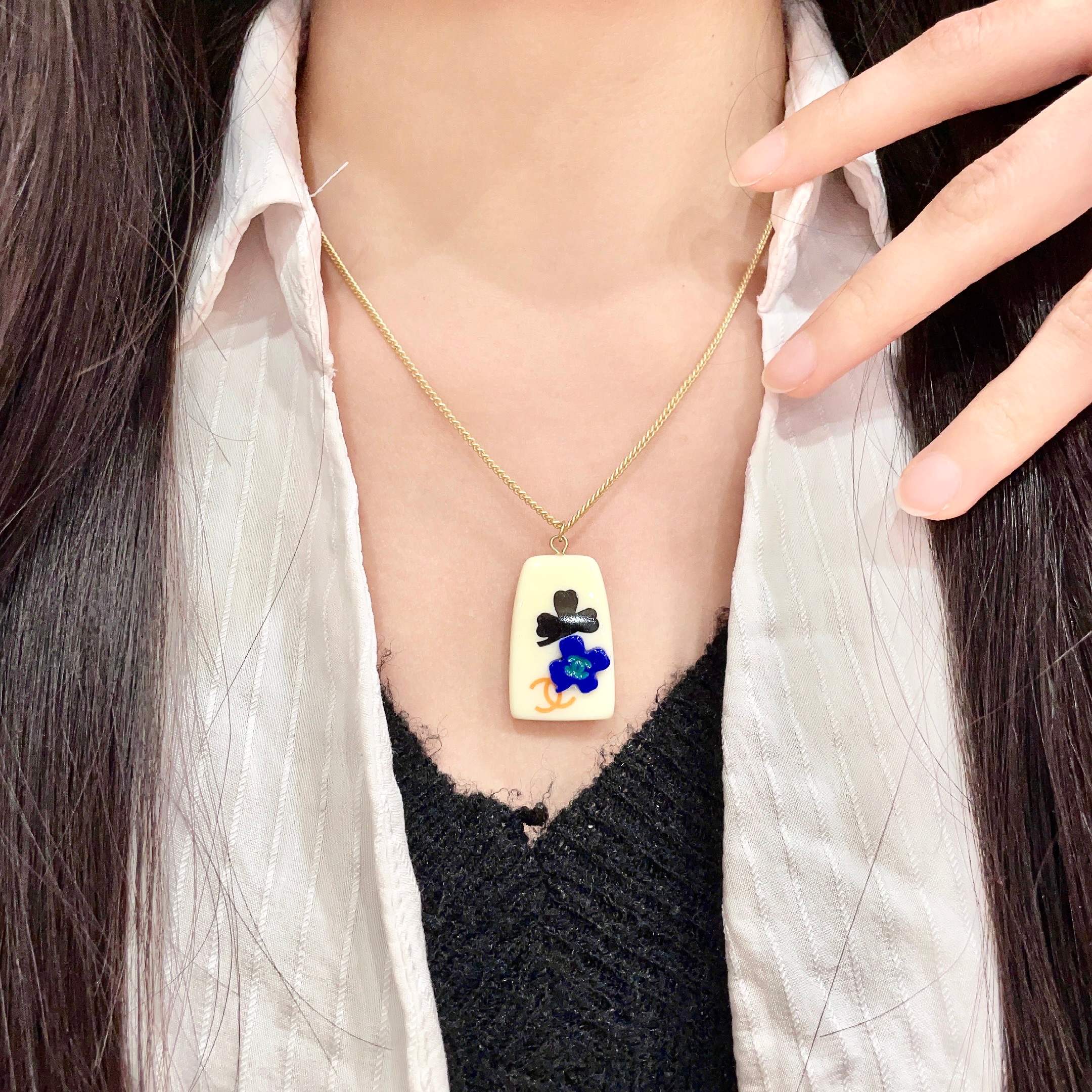 香奈儿✨山茶花双C项链