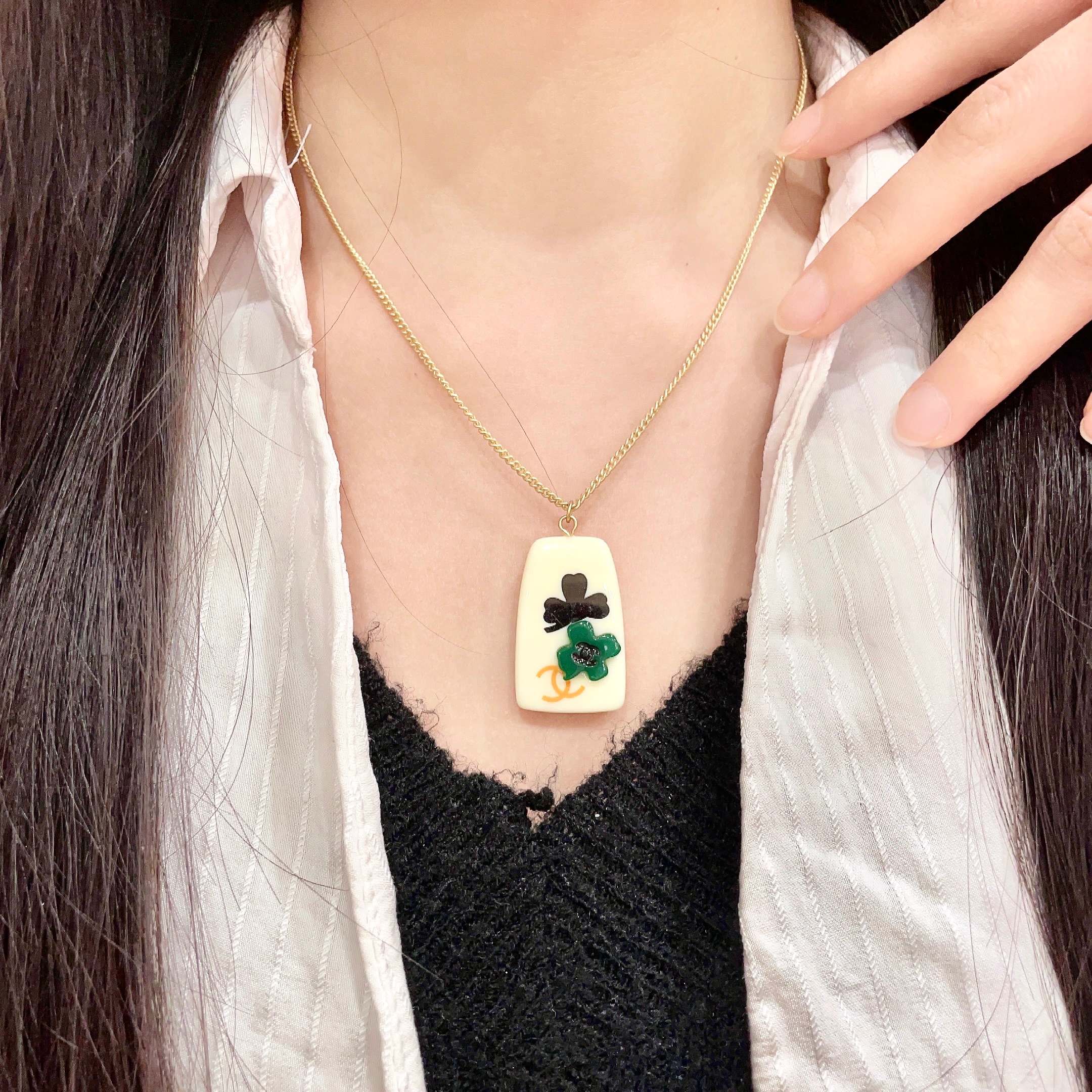 香奈儿✨山茶花双C项链