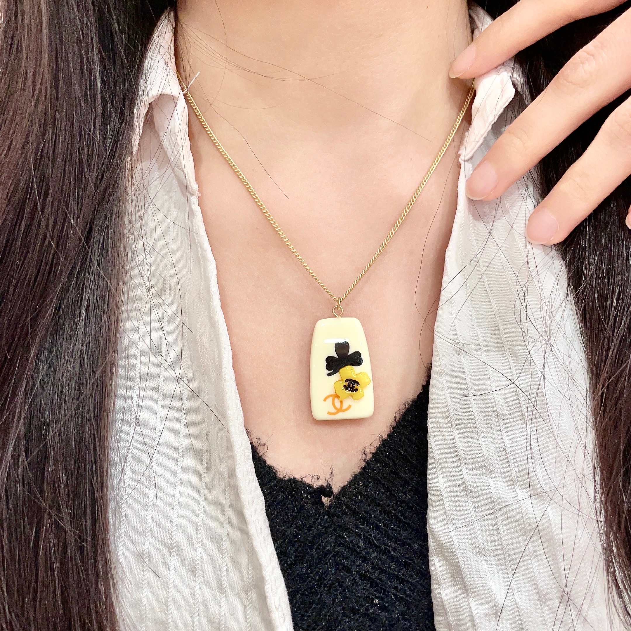 香奈儿✨山茶花双C项链