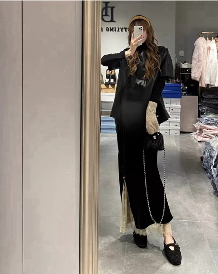 High-Quality Women’s Suit Collaboration with Sandro Featuring Black Velvet Tweezer Dress - 图片 9