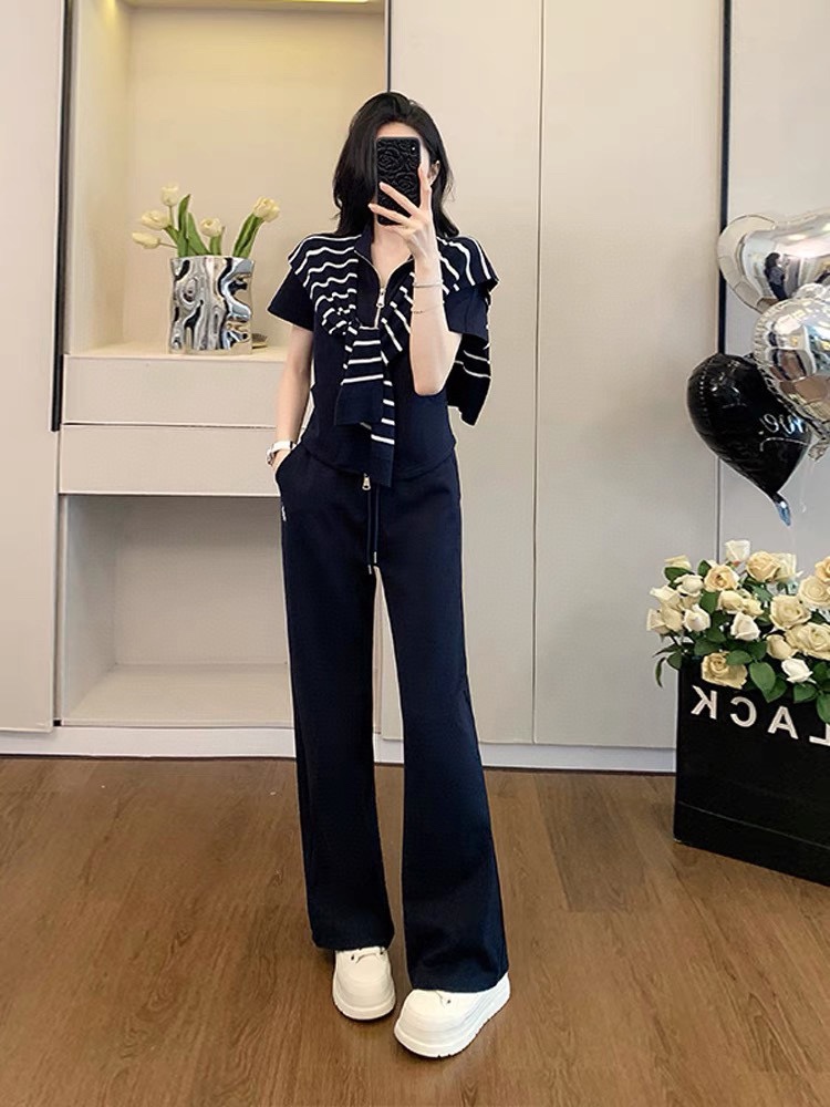 High-Quality Female Suit with Embroidered Shawl and Striped Cape