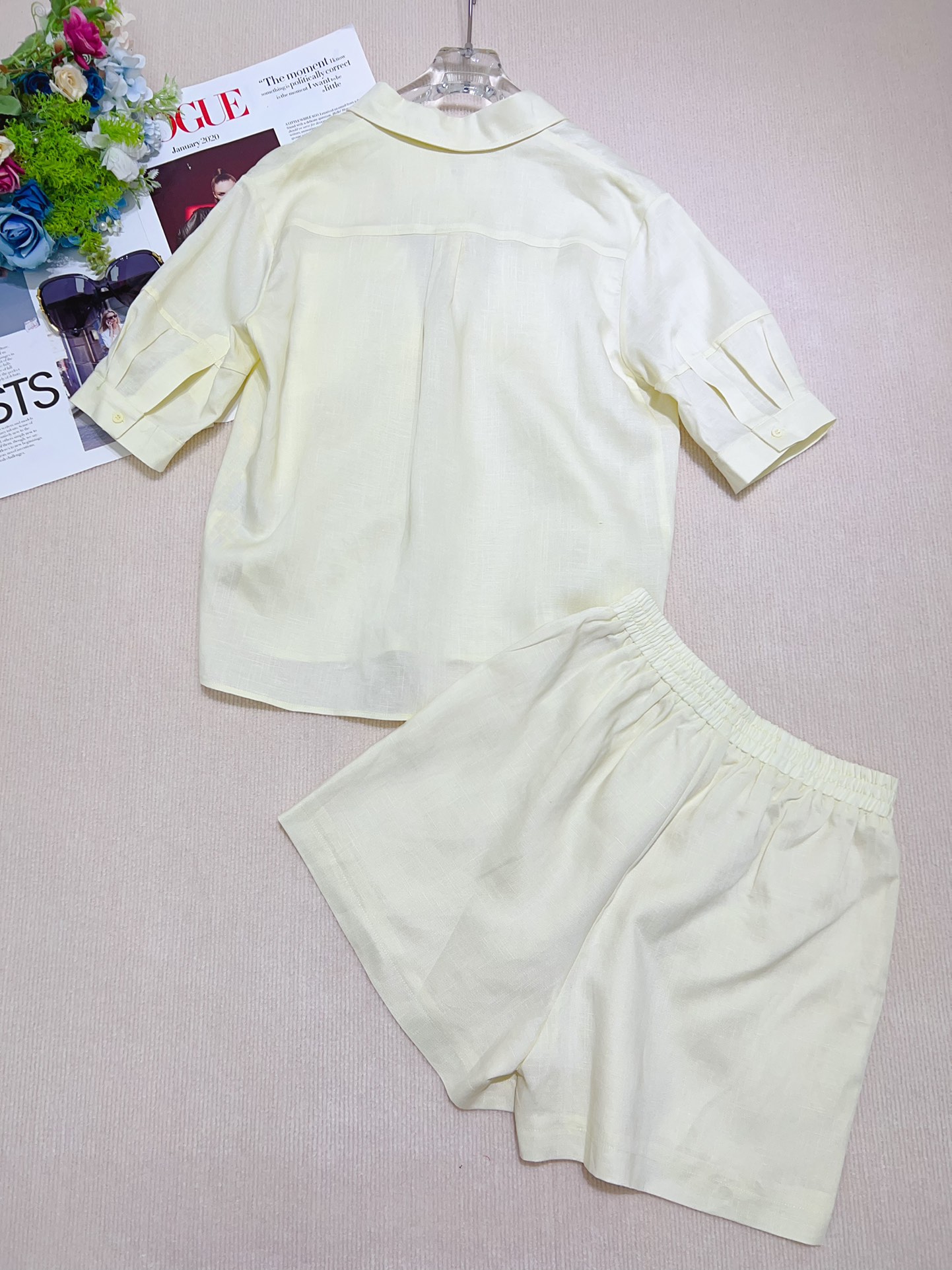 Women’s Linen Coats Set with 2025 Yellow Half-Sleeves: Sizes SMLXL, Matching Bras & Pants - 图片 9