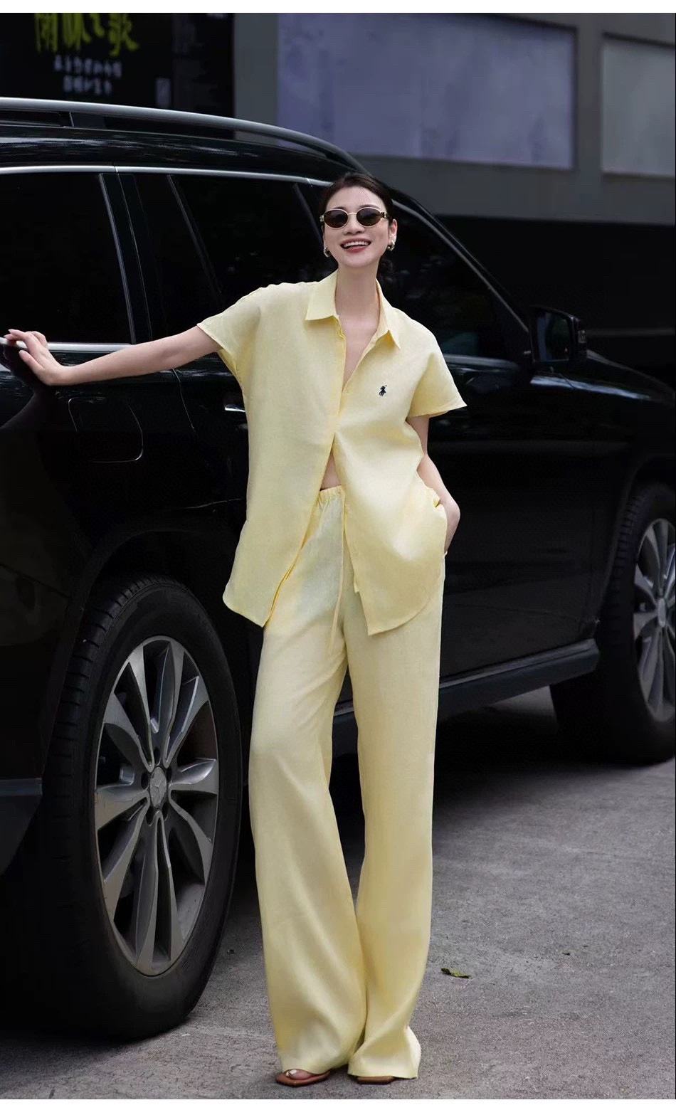 High-Quality Women’s Linen Suit with Fly-Sleeve Shirt and Wide-Leg Pants - 图片 6