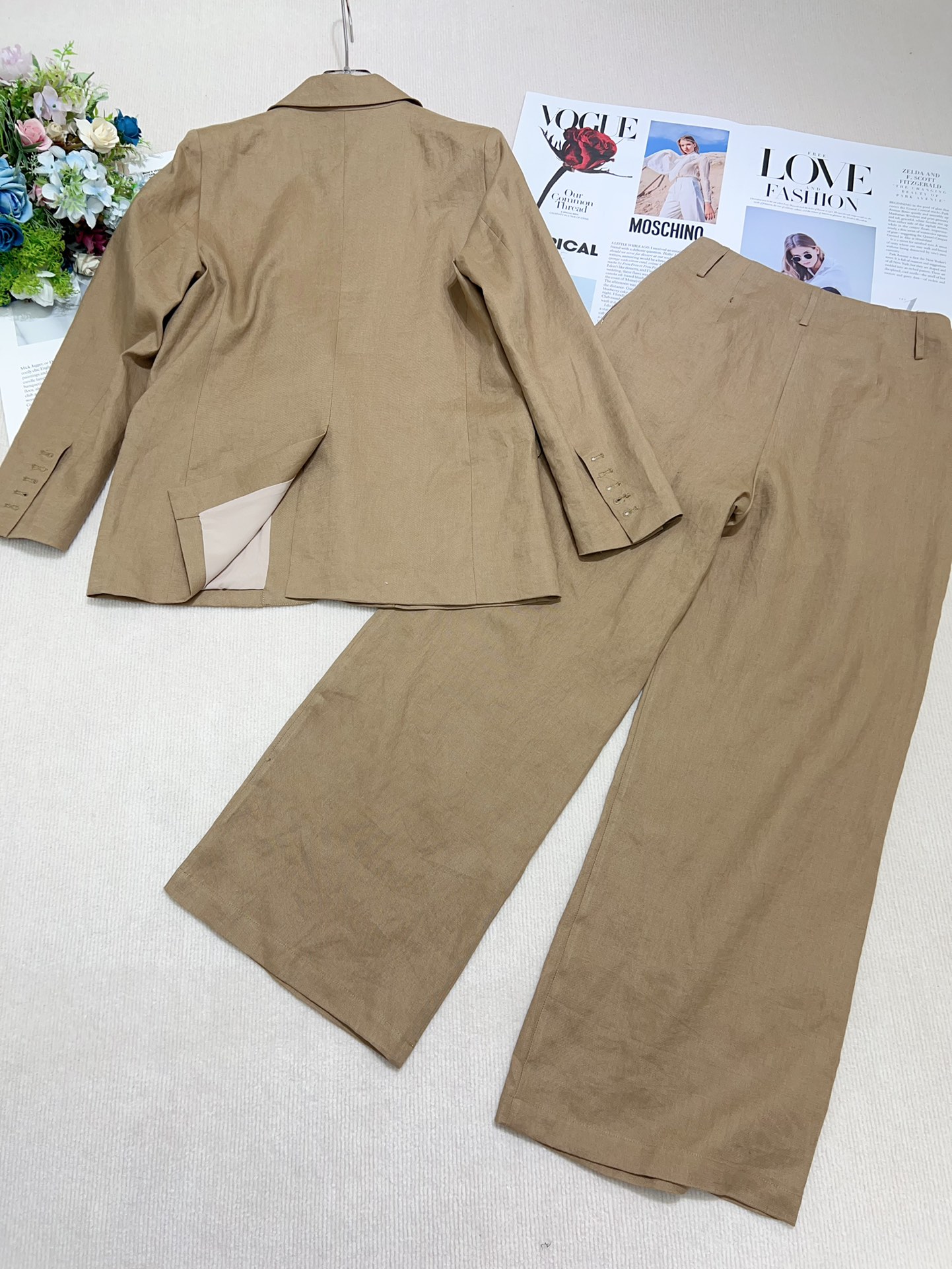 High-End Women’s Suit with Packaged Caps: High-Quality French Style, Linen Fabric, Various Sizes. - 图片 7