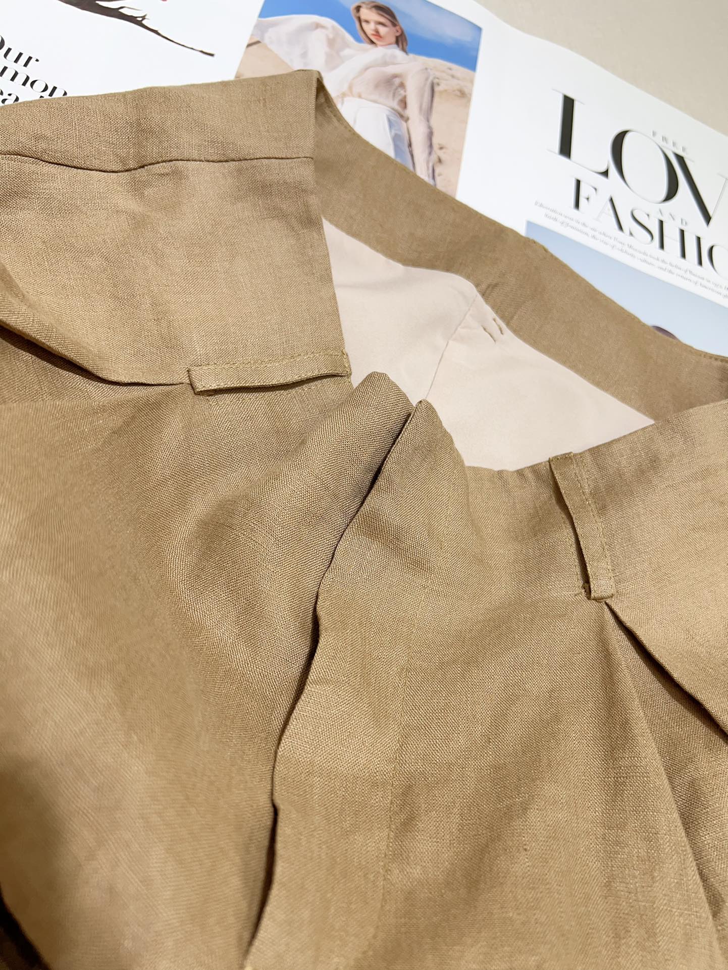 High-End Women’s Suit with Packaged Caps: High-Quality French Style, Linen Fabric, Various Sizes. - 图片 6