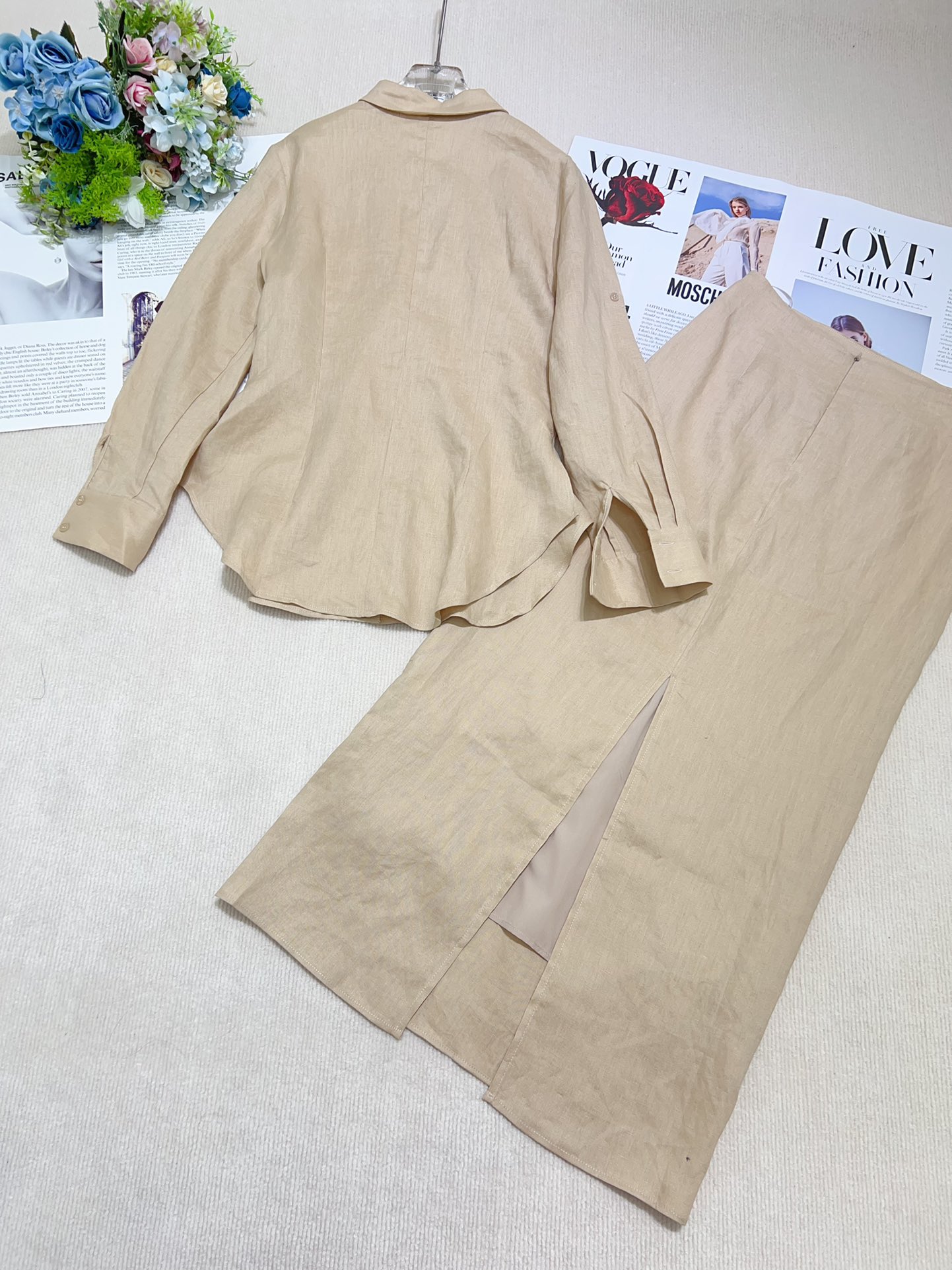 New High-Quality Female Linen Suit with Long-Sleeved Shirts and Khaki Colors - 图片 9