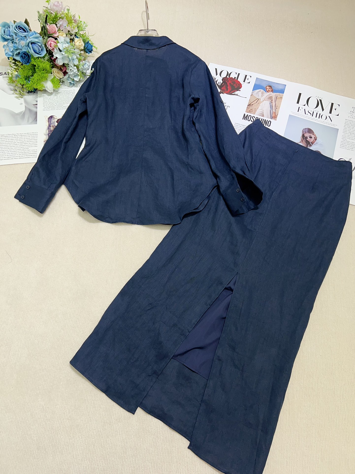 High-Quality Female Linen Suit Set with Long-Sleeved Shirts and Skirts - 图片 9
