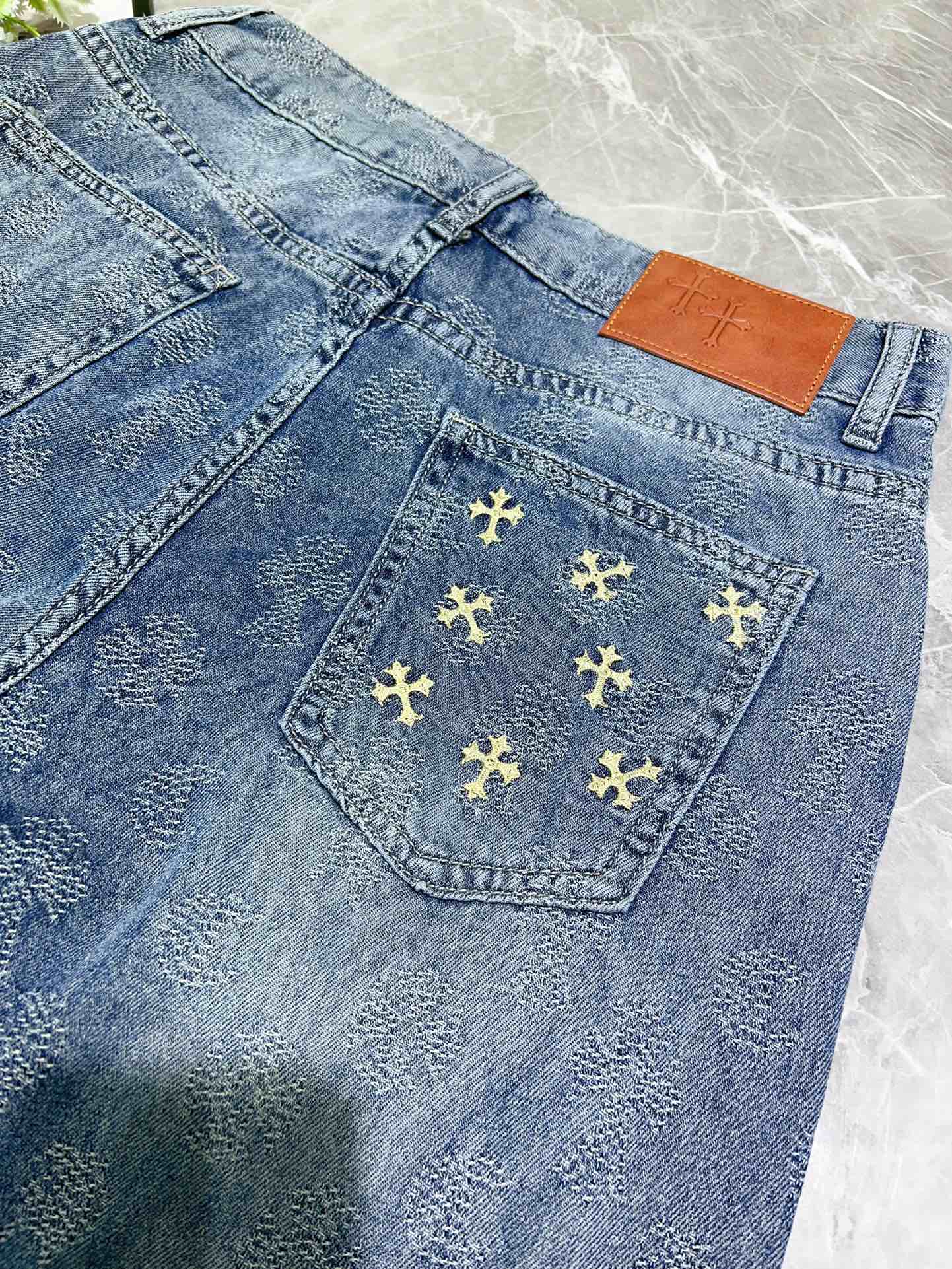 “2025 Women’s High-Quality Denim Pants with Embroidery and Zirconium Blue Details” - 图片 8