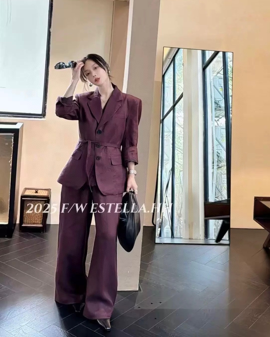 High-End Quality Women’s Clothes: Italian Customized Stylish Lysertic Cut with Thin Belt Suit - 图片 9