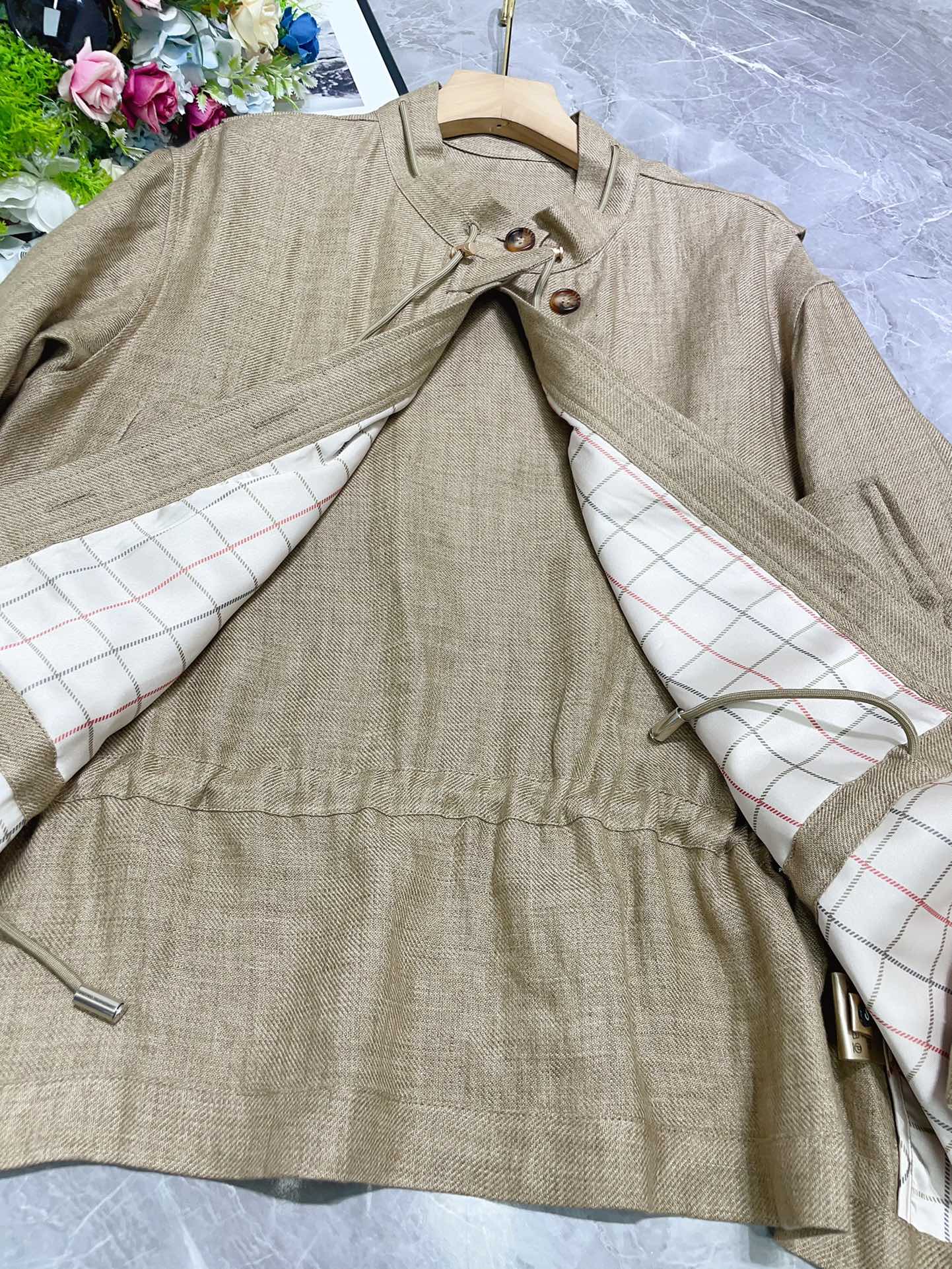 Italian LP Linen Coat: High-quality, two-colored coats with loose belt, sizes SMLXL. Imported, top edition fashion piece. - 图片 8