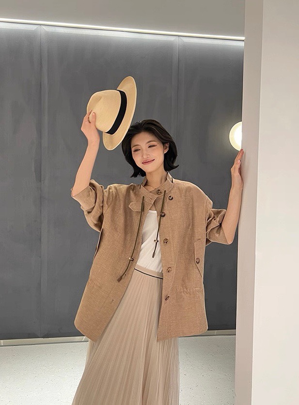 Italian LP Linen Coat: High-quality, two-colored coats with loose belt, sizes SMLXL. Imported, top edition fashion piece. - 图片 1