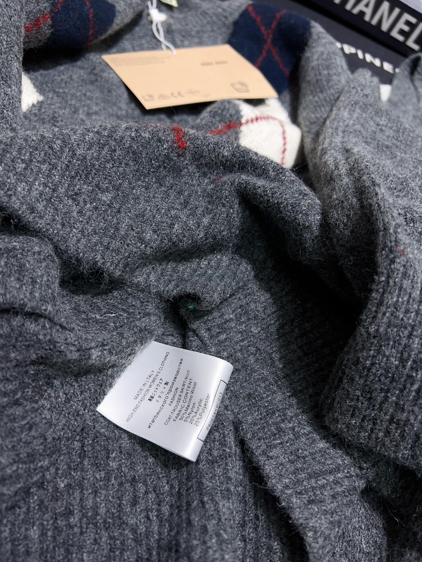 Miu Miu Inspired Women's Gray Argyle Knit Three-Piece Set: Sweater, Skirt, & Vest 10 i1761492793 1950 7