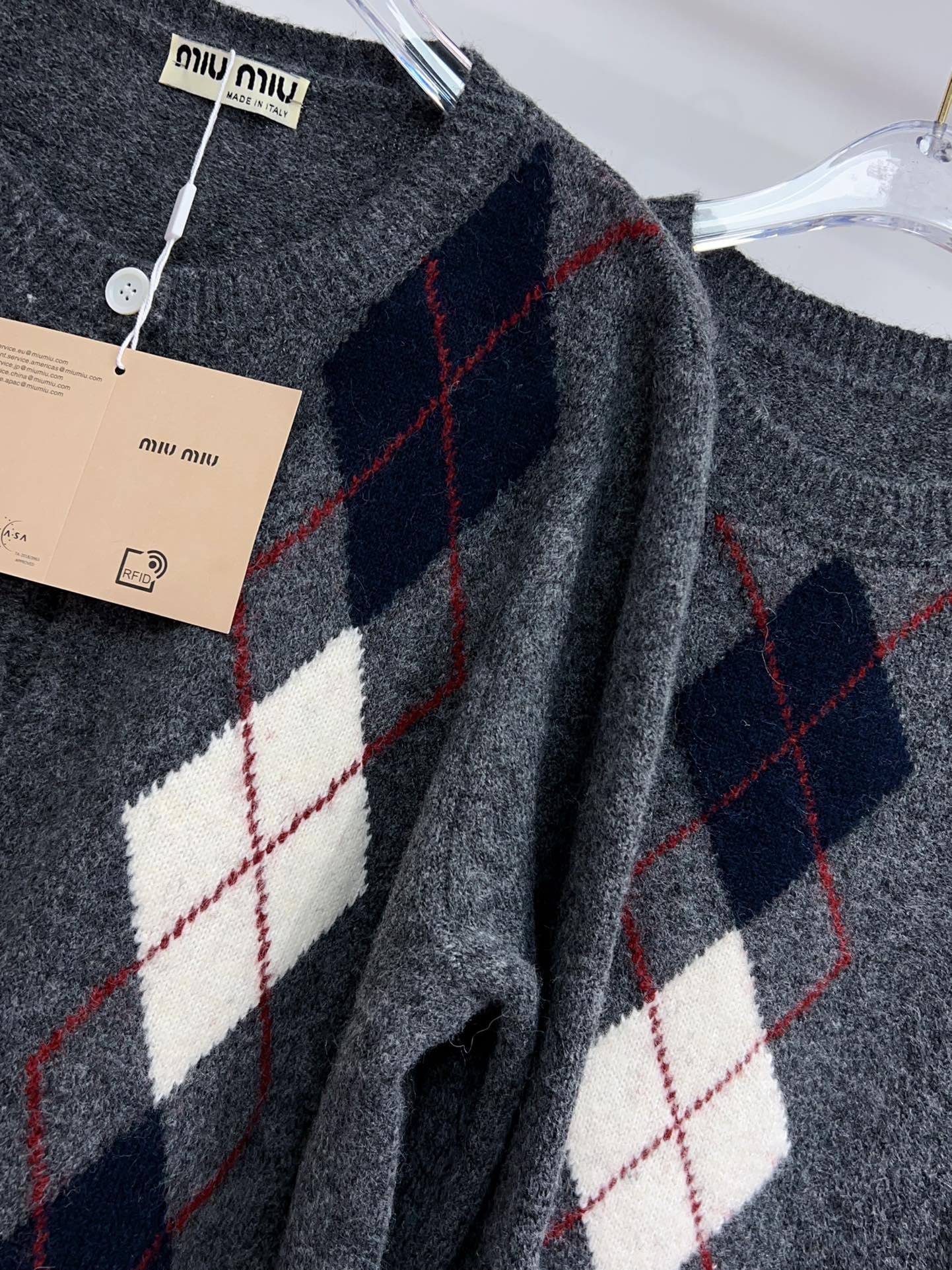 Miu Miu Inspired Women's Gray Argyle Knit Three-Piece Set: Sweater, Skirt, & Vest 7 i1761492793 8507 6