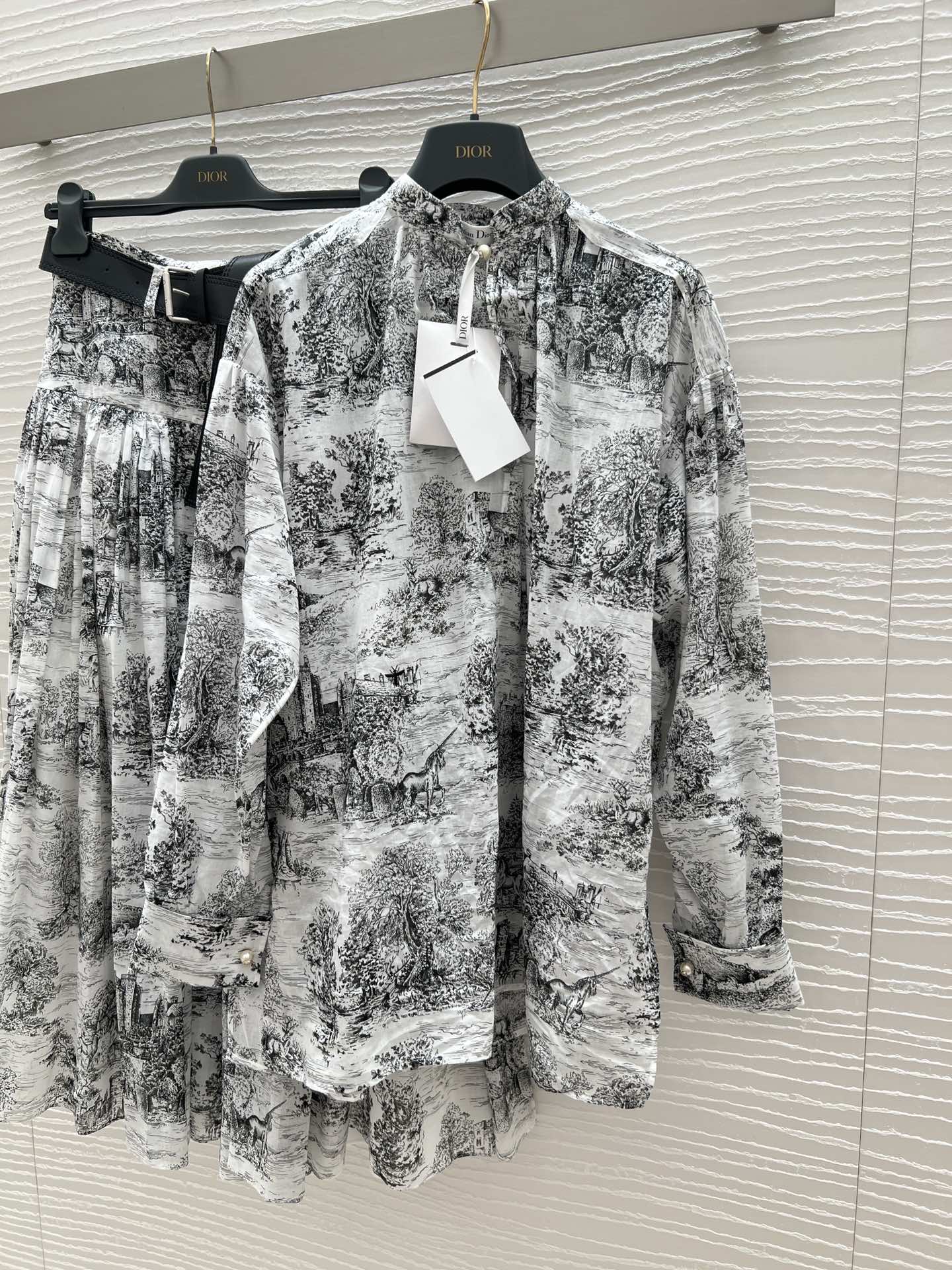 Elegant Ink Painting Style Shirt and Skirt Set - Lightweight & Breathable 7 i1734581684 3436 1