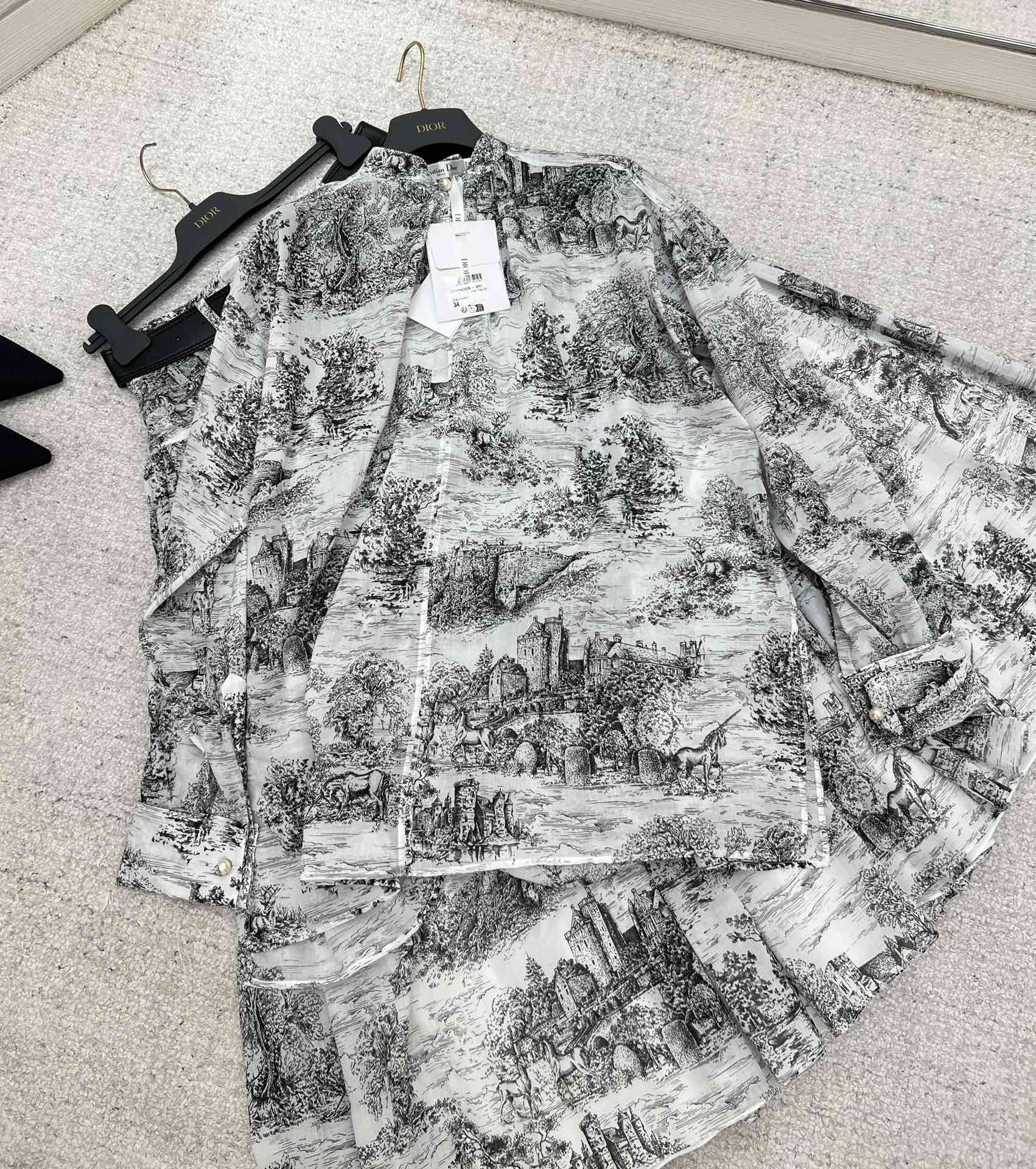 Elegant Ink Painting Style Shirt and Skirt Set - Lightweight & Breathable 8 i1734581684 9831 2