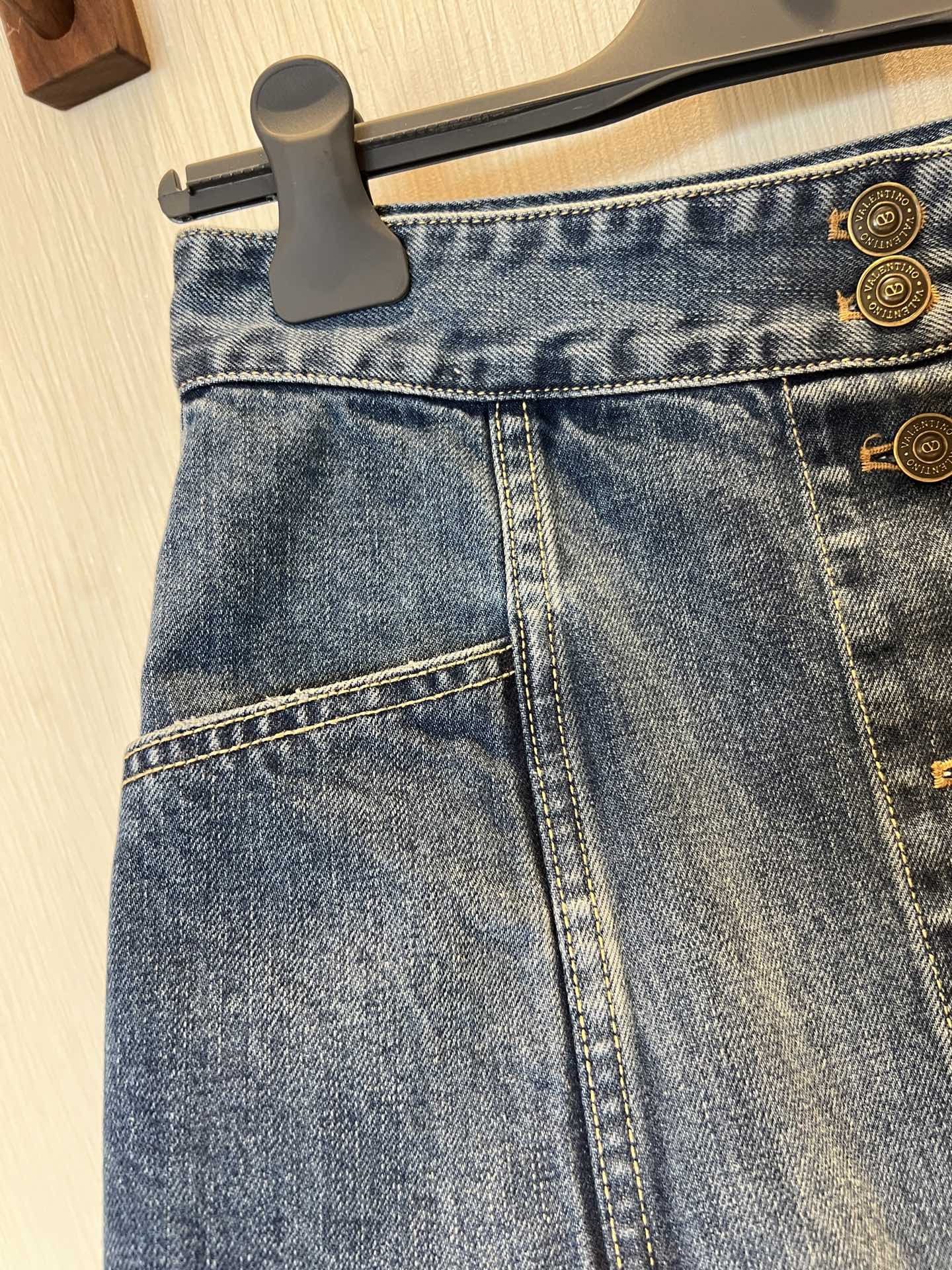 Denim Mini Skirt with Embroidered Hem, High Waist A-Line Button Front 8 i1740972193033 1806 0 7