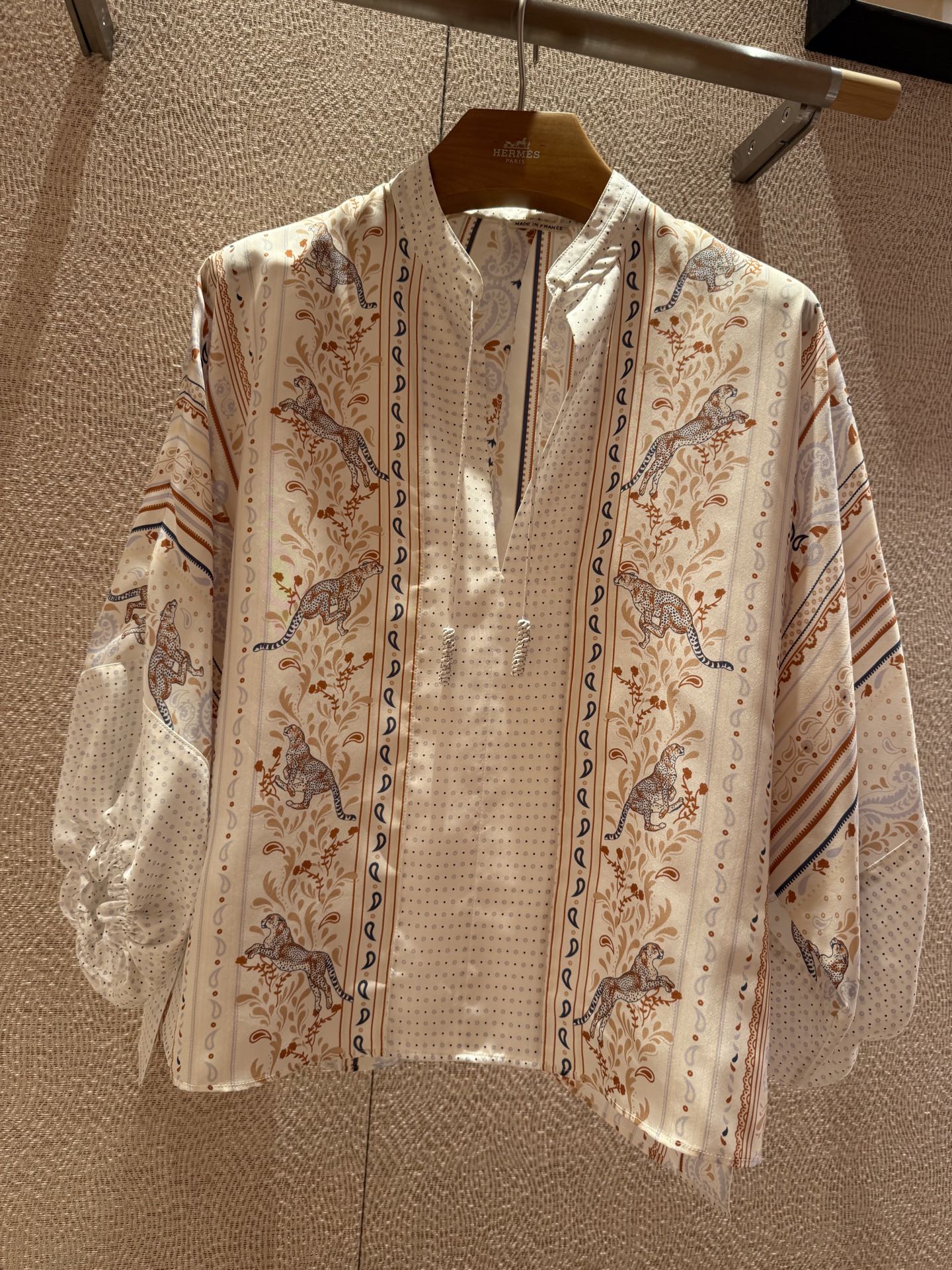 Silk Lantern Sleeve Blouse with Animal & Floral Print, Tie Neck Detail 3 i1743997176691 2321 0 1