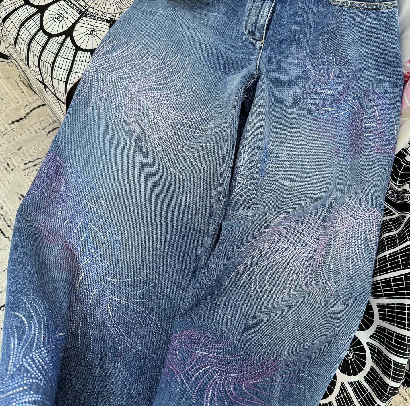 Feather Rhinestone Wide Leg Jeans - Soft Denim, High Waist, Vintage Wash 7 i1745046918953 1873 0 5