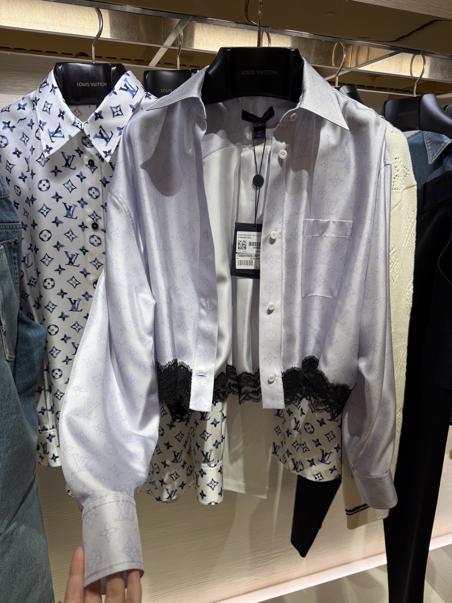 Elegant Clover Print Lace Trim Silk Shirt - Sophisticated & Chic 6 i1745473585469 5858 0 4