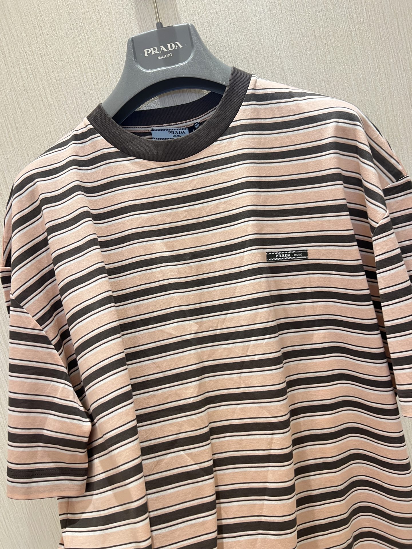 Striped Cotton T-Shirt with Ribbed Collar - Pink & Brown Color Block 3 i1746332009766 2982 0 2