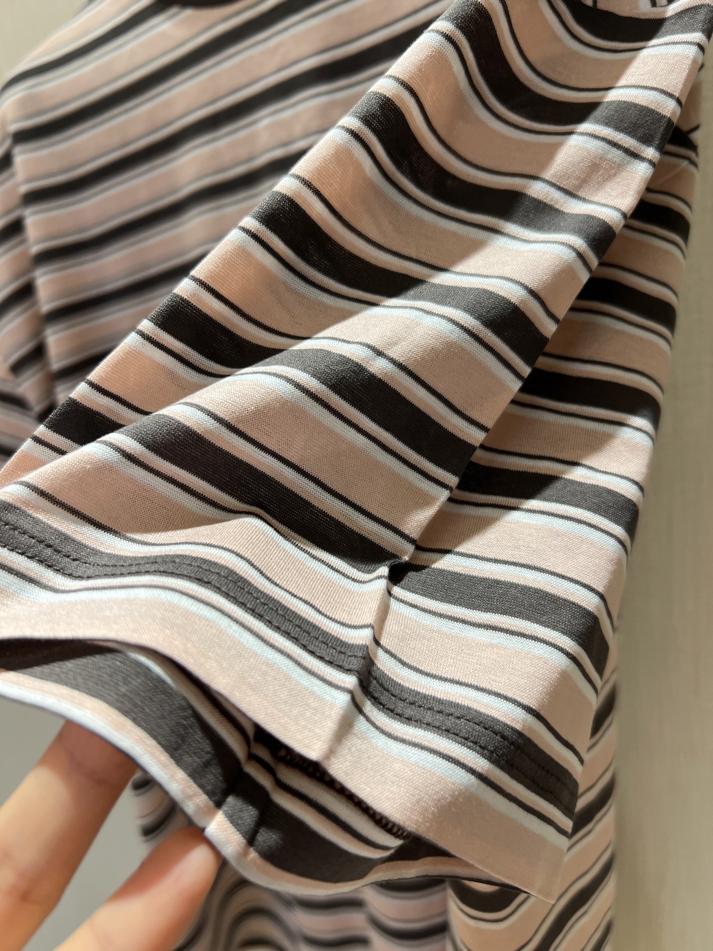 Striped Cotton T-Shirt with Ribbed Collar - Pink & Brown Color Block 6 i1746332012496 5039 0 5
