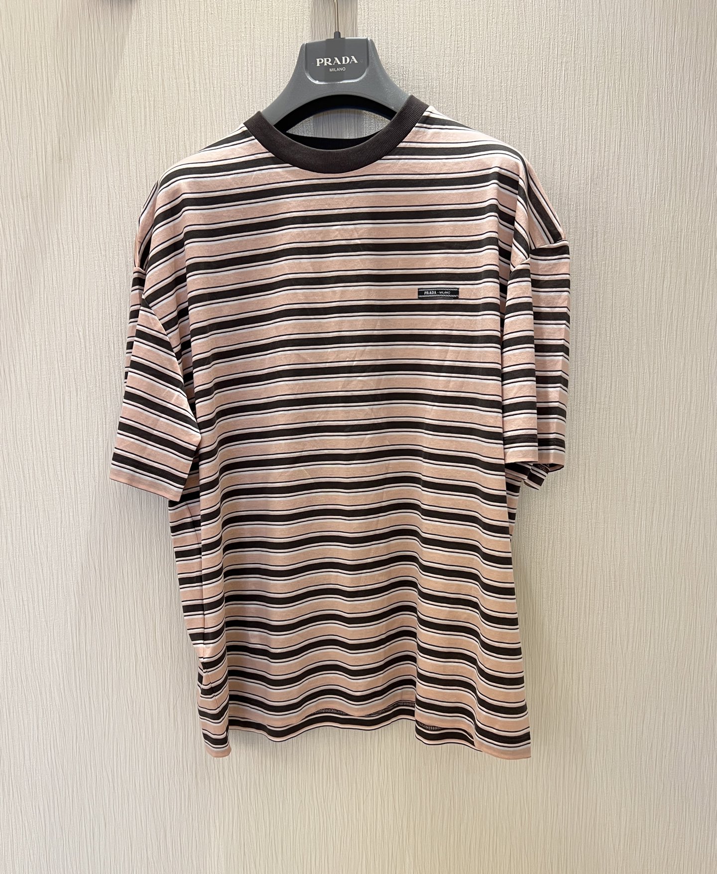 Striped Cotton T-Shirt with Ribbed Collar - Pink & Brown Color Block 9 i1746332012552 6987 0 0
