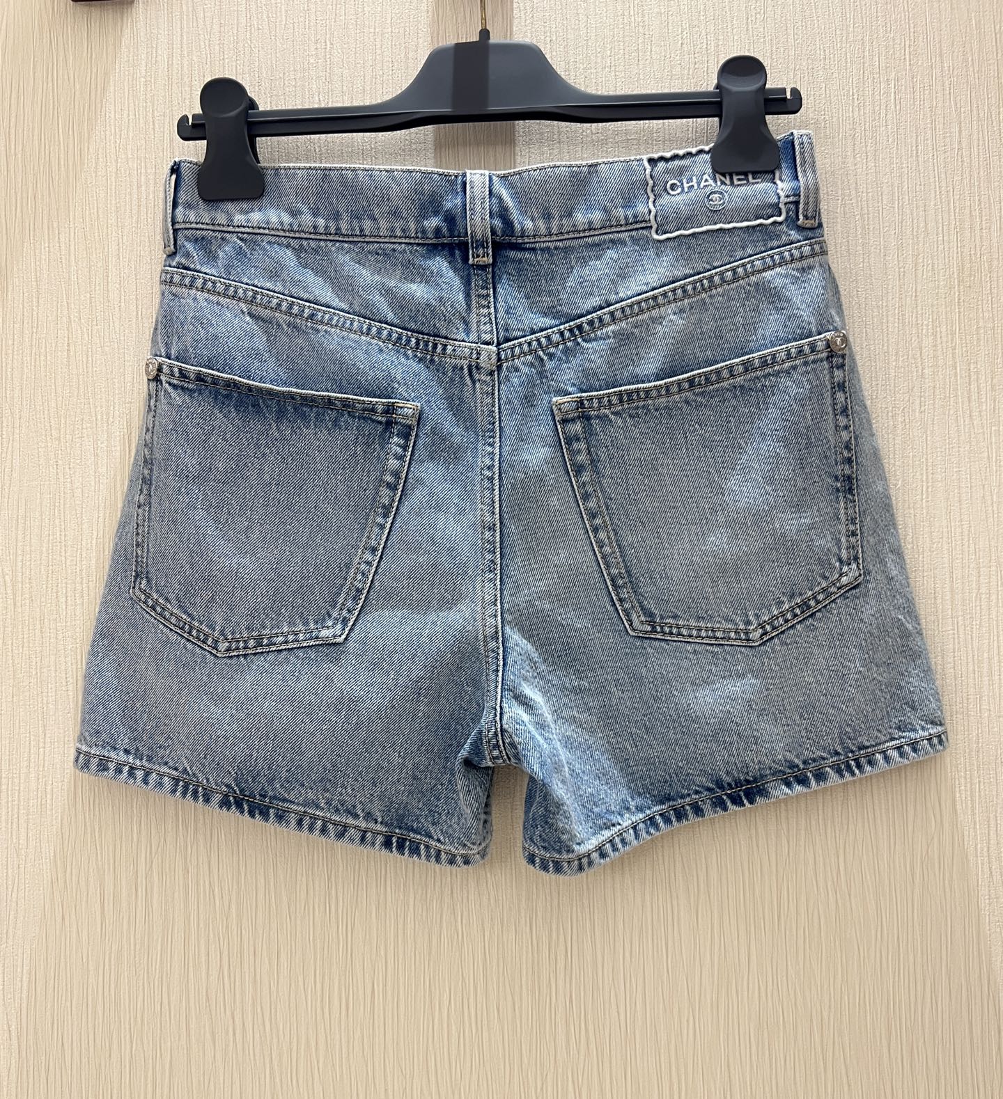 Light Blue Denim Shorts with Letter Embroidery - High Waist, Slim Fit 8 i1747456514756 6481 0 6