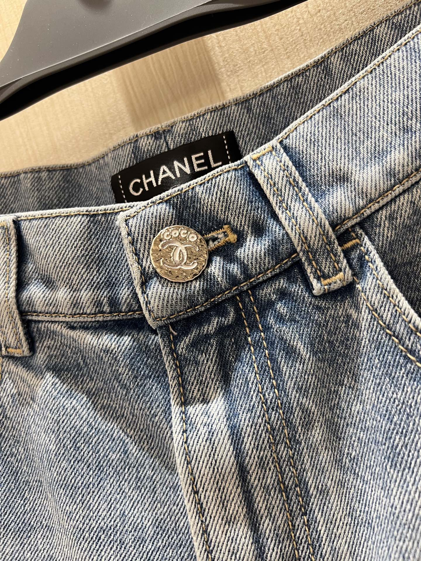 Light Blue Denim Shorts with Letter Embroidery - High Waist, Slim Fit 5 i1747456519560 8227 0 3