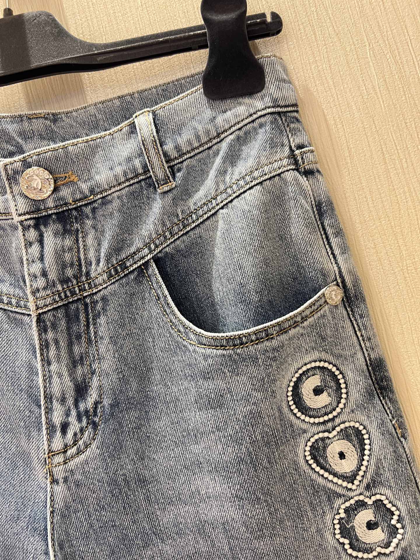Embroidered Denim Jeans - High Waist, Slim Fit, Light Blue Wash 4 i1748497313371 6952 0 2