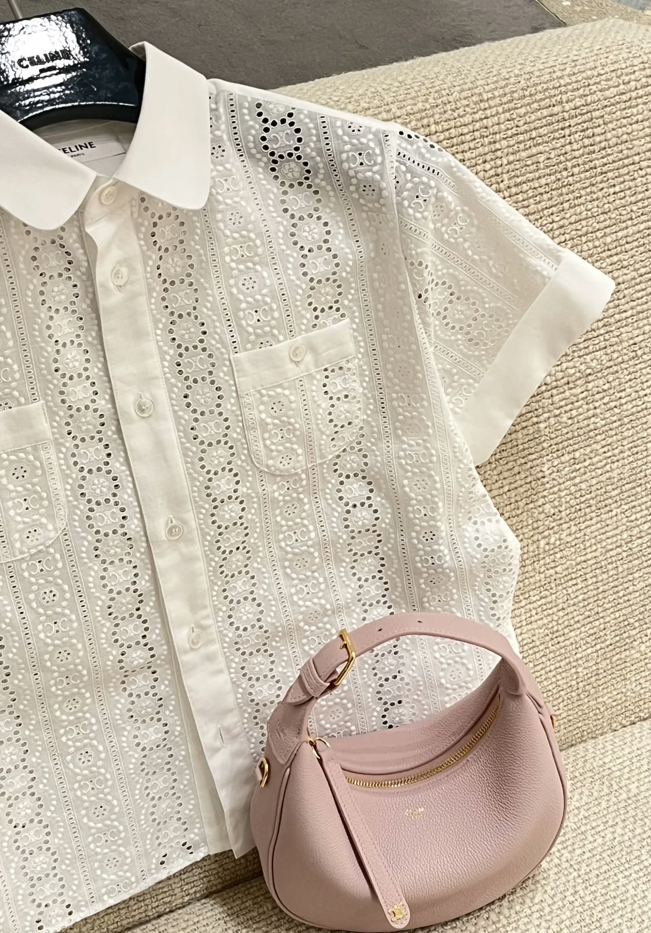 Elegant Embroidered Lace Blouse - Short Sleeve Jacquard Shirt 6 i1749282622797 7823 0 4