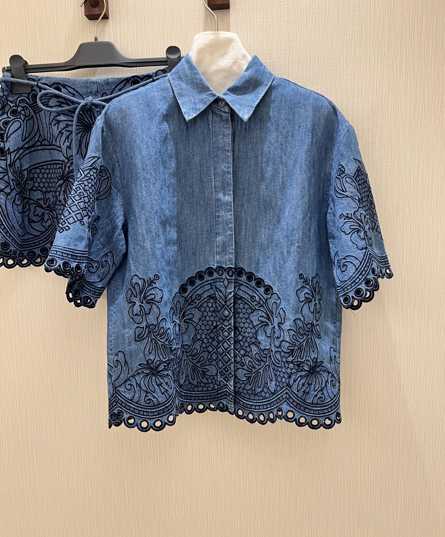 Denim Embroidered Short Sleeve Shirt & Shorts Set 3 i1749611754246 5548 0 1
