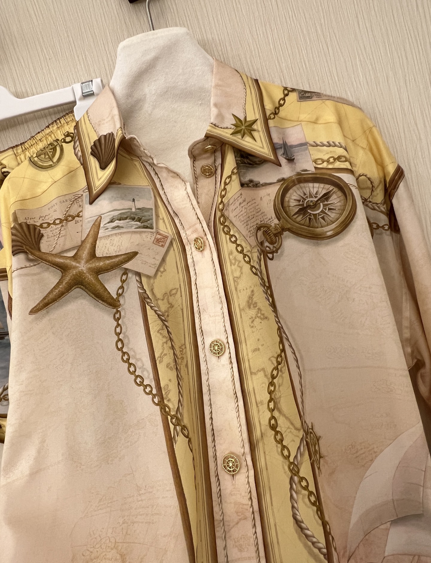 Nautical Print Silk Shirt & Shorts Set, Vacation Style, Comfortable and Breathable 10 i1752291418938 7275 0 8
