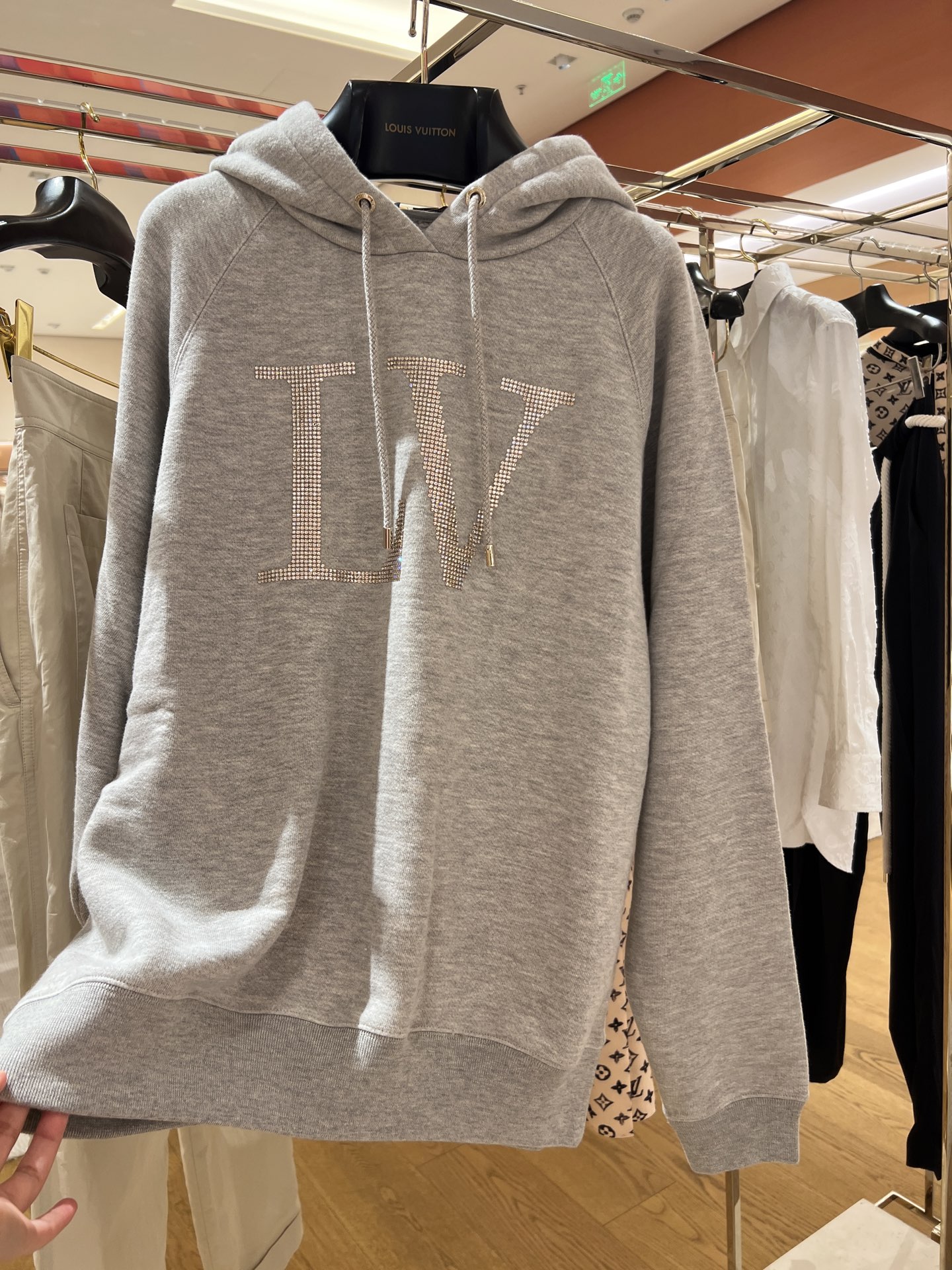 Louis Vuitton Rhinestone Embroidered Hoodie Cotton Knitwear - Unisex Street Style 5 i1753866788153 4333 0 3
