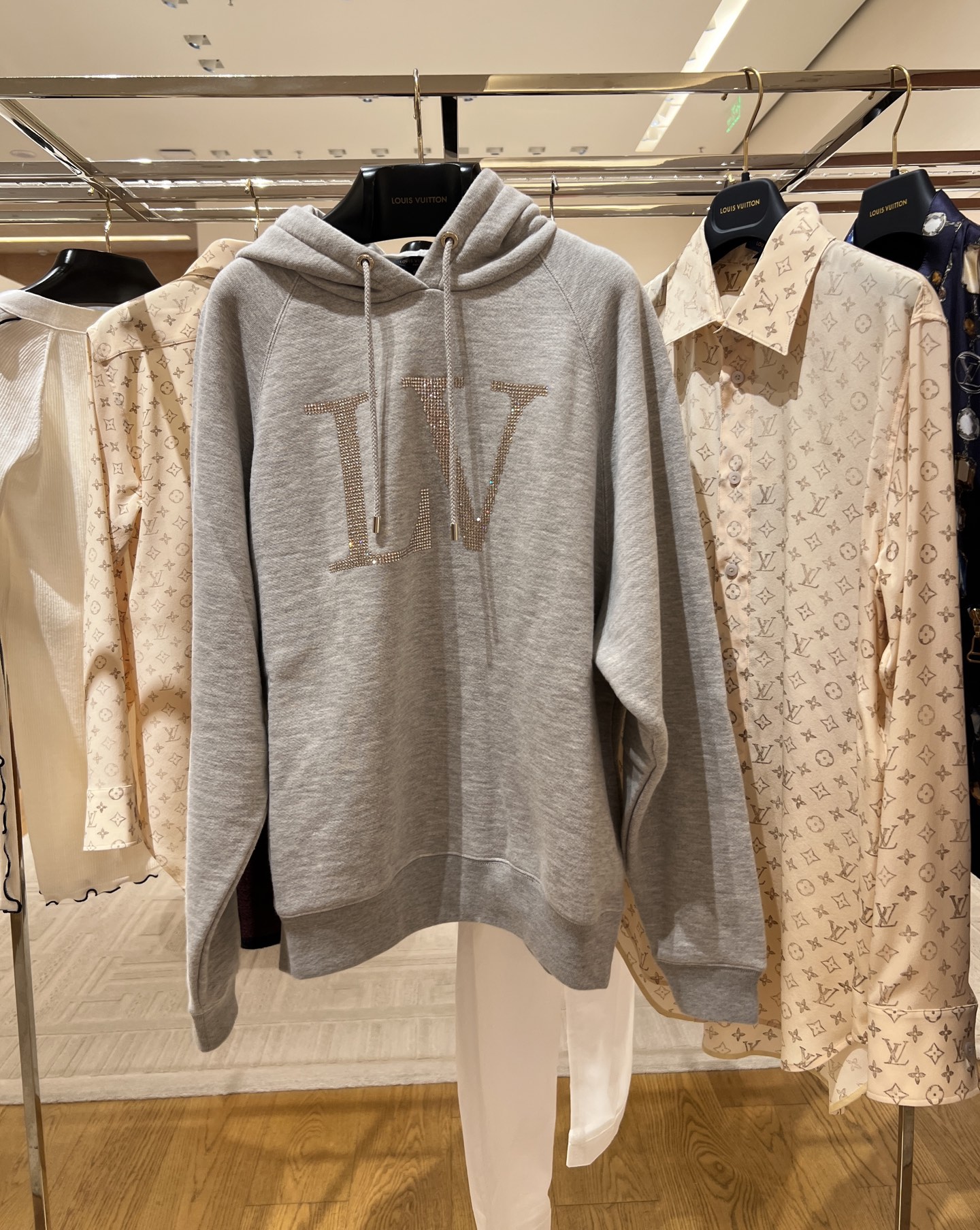Louis Vuitton Rhinestone Embroidered Hoodie Cotton Knitwear - Unisex Street Style 4 i1753866792930 3901 0 2