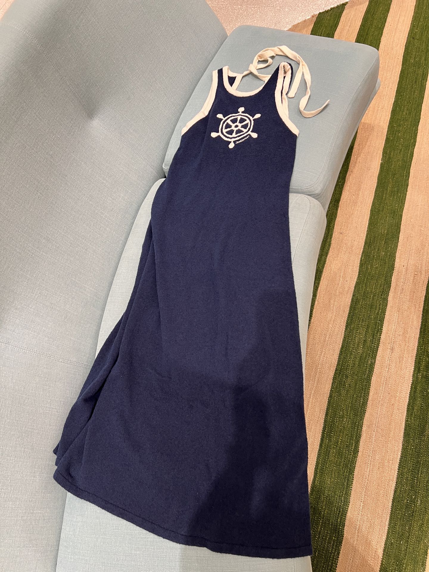 Nautical Navy Knit Dress with Stylish Rudder Pattern & Flattering Open Back 3 i1754652714351 9526 0 1