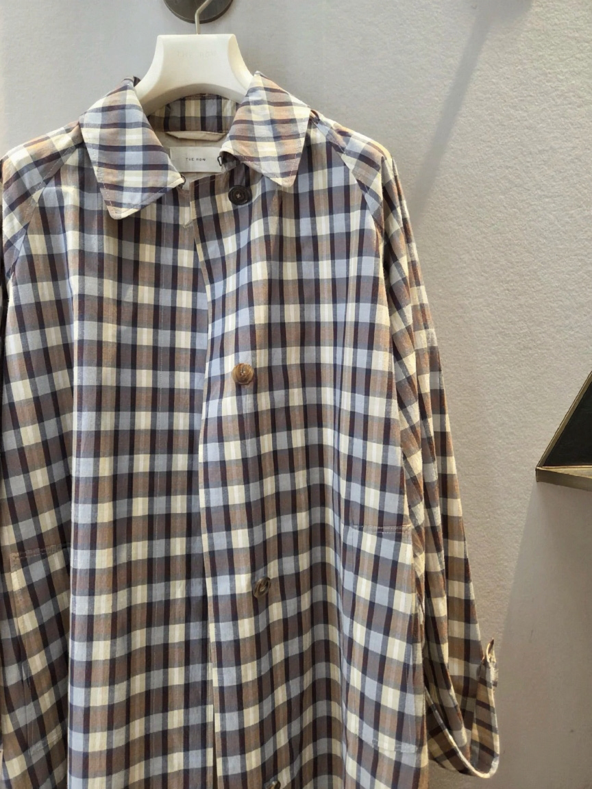 Classic Plaid Trench Coat in Silk-Cotton Blend, Longline Design 3 i1755318584365 1796 0 2