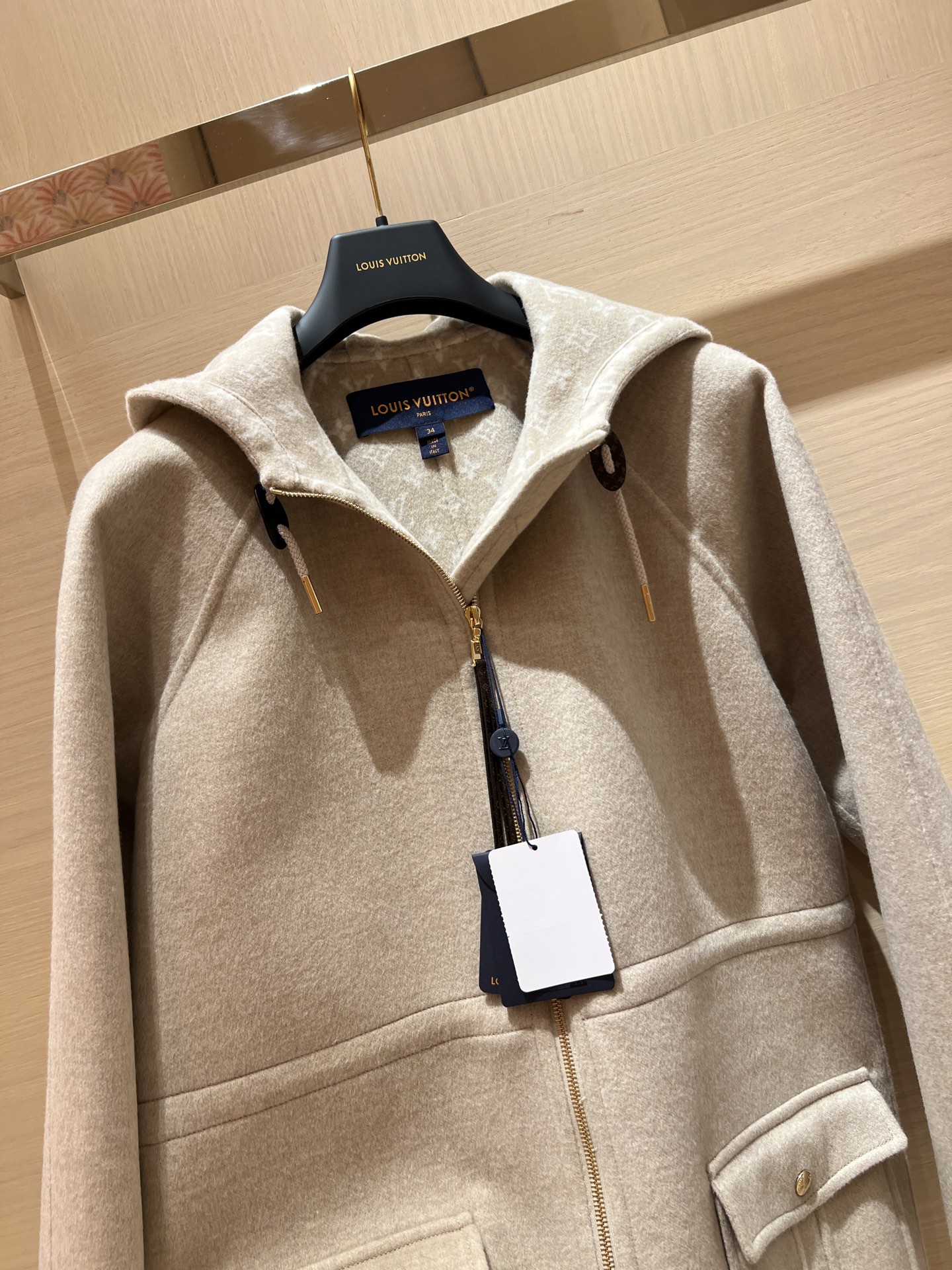 Wool-Cashmere Blend Hooded Coat with Leather Logo & Monogram Lining 3 i1758512703365 3721 0 1