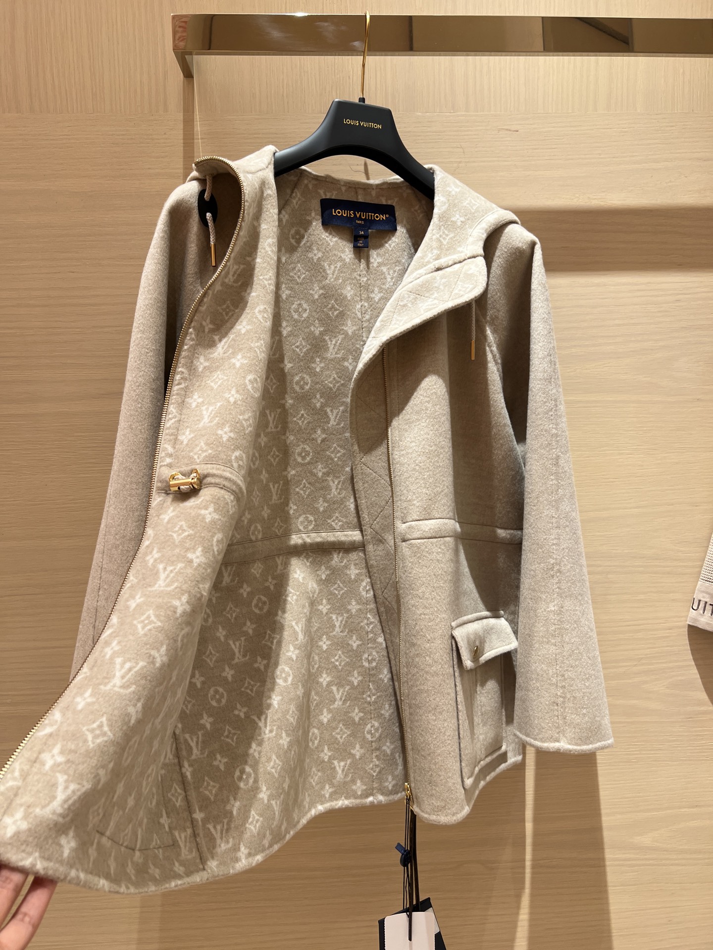 Wool-Cashmere Blend Hooded Coat with Leather Logo & Monogram Lining 8 i1758512703378 1385 0 6