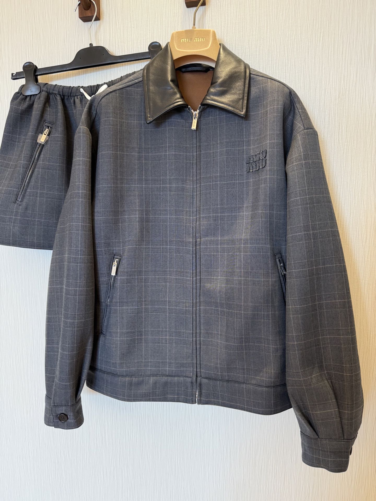 Plaid Jacket with Lambskin Collar & Drawstring Skirt Set 3 i1758952175723 8117 0 1