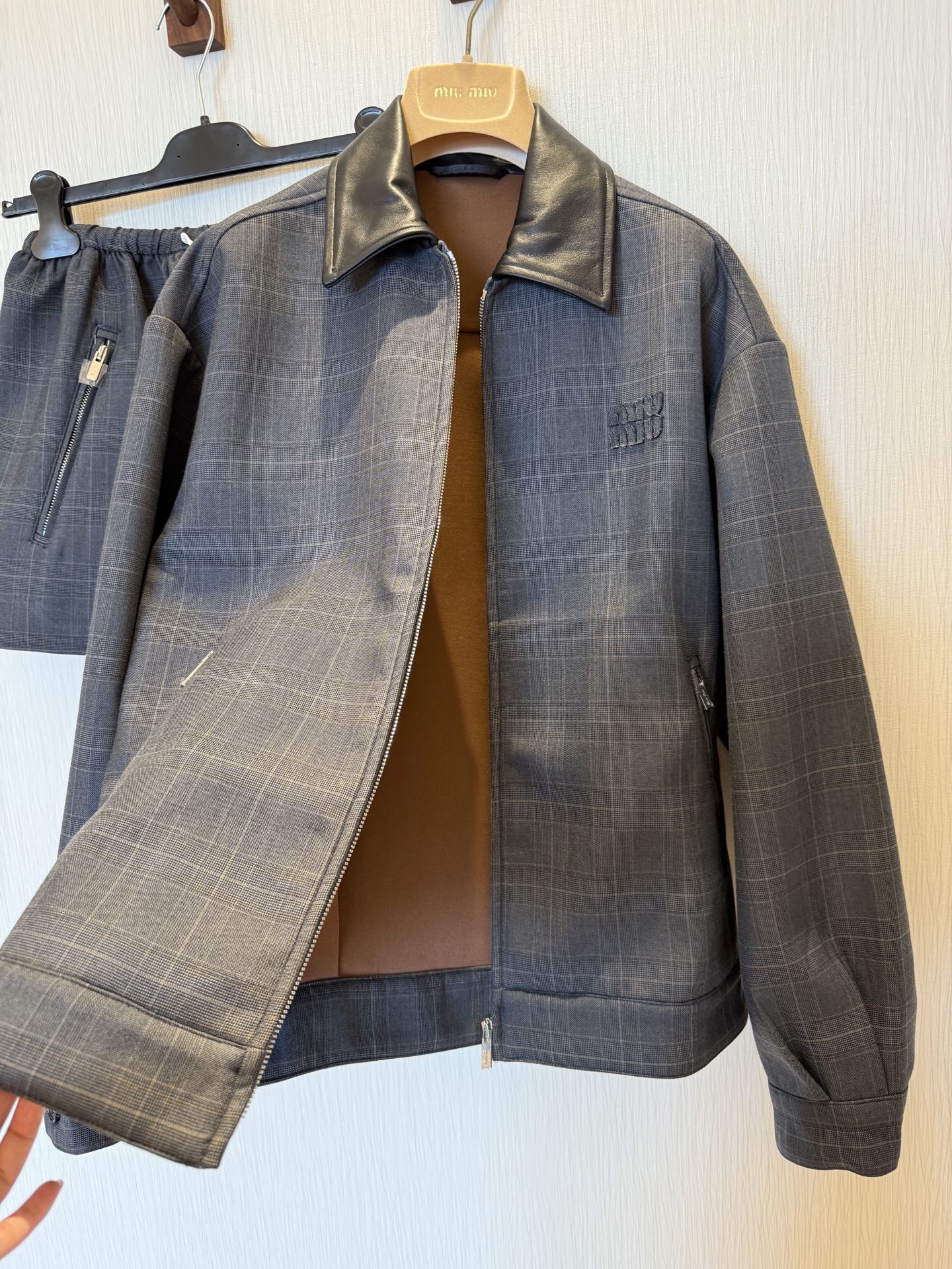 Plaid Jacket with Lambskin Collar & Drawstring Skirt Set 4 i1758952178640 4104 0 2