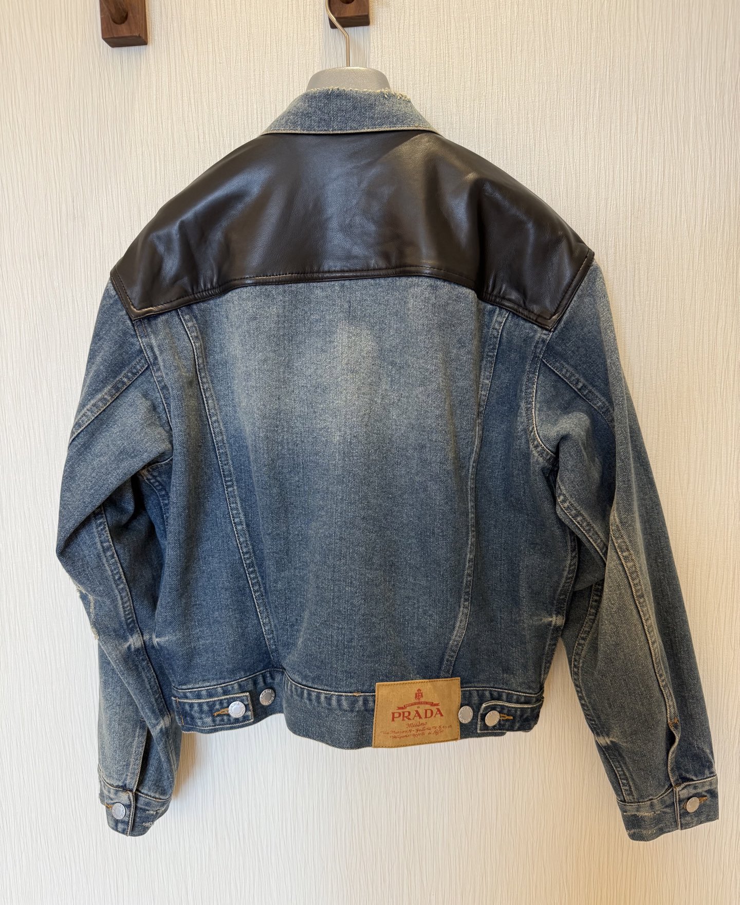 PRA Milano Vintage Denim Jacket with Leather Patchwork & Back Detail 6 i1758952322607 8616 0 4