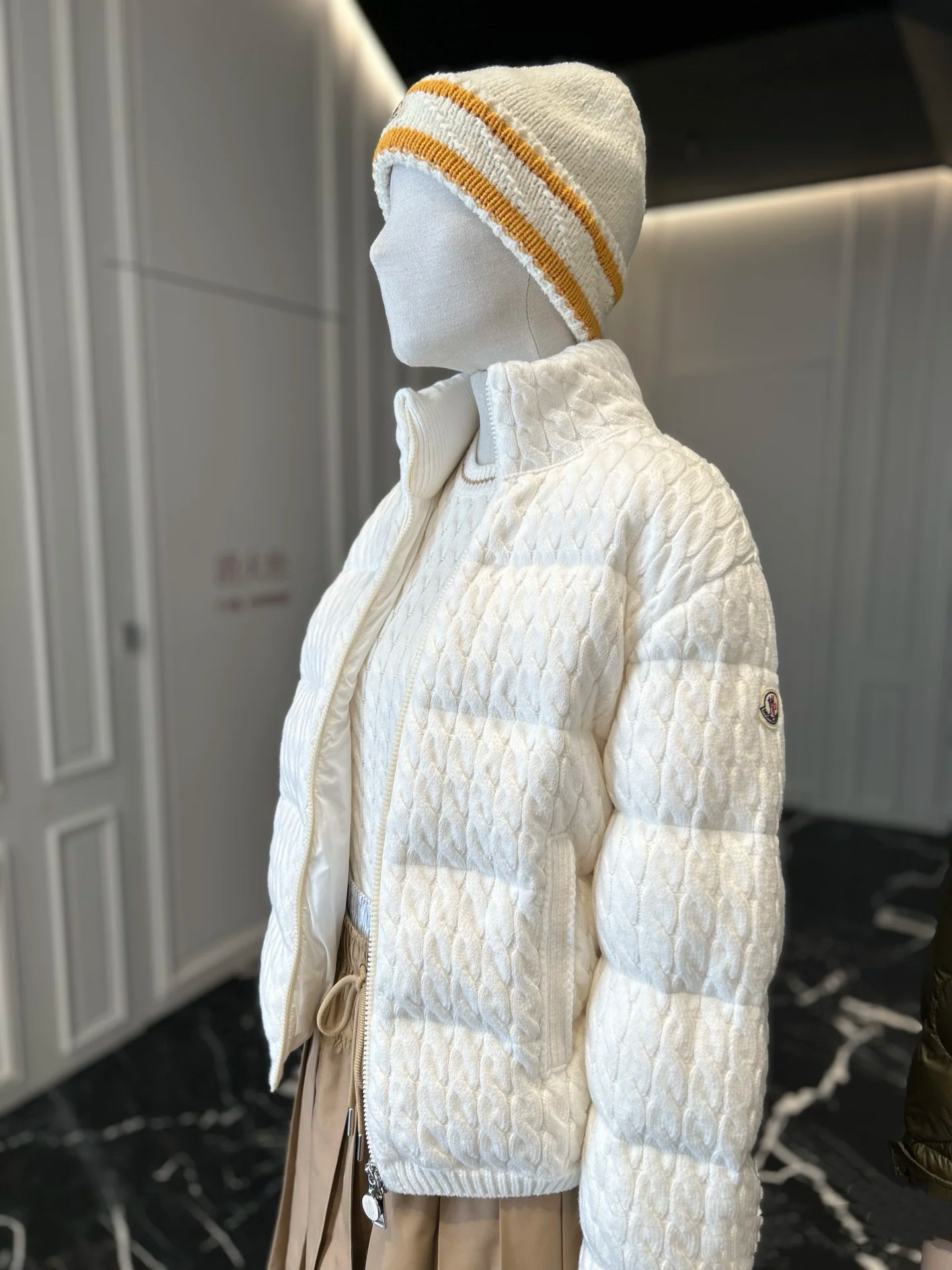 Monc* Cream White Knitted Down Jacket - Lightweight & Warm 3 i1759390474308 9982 0 4
