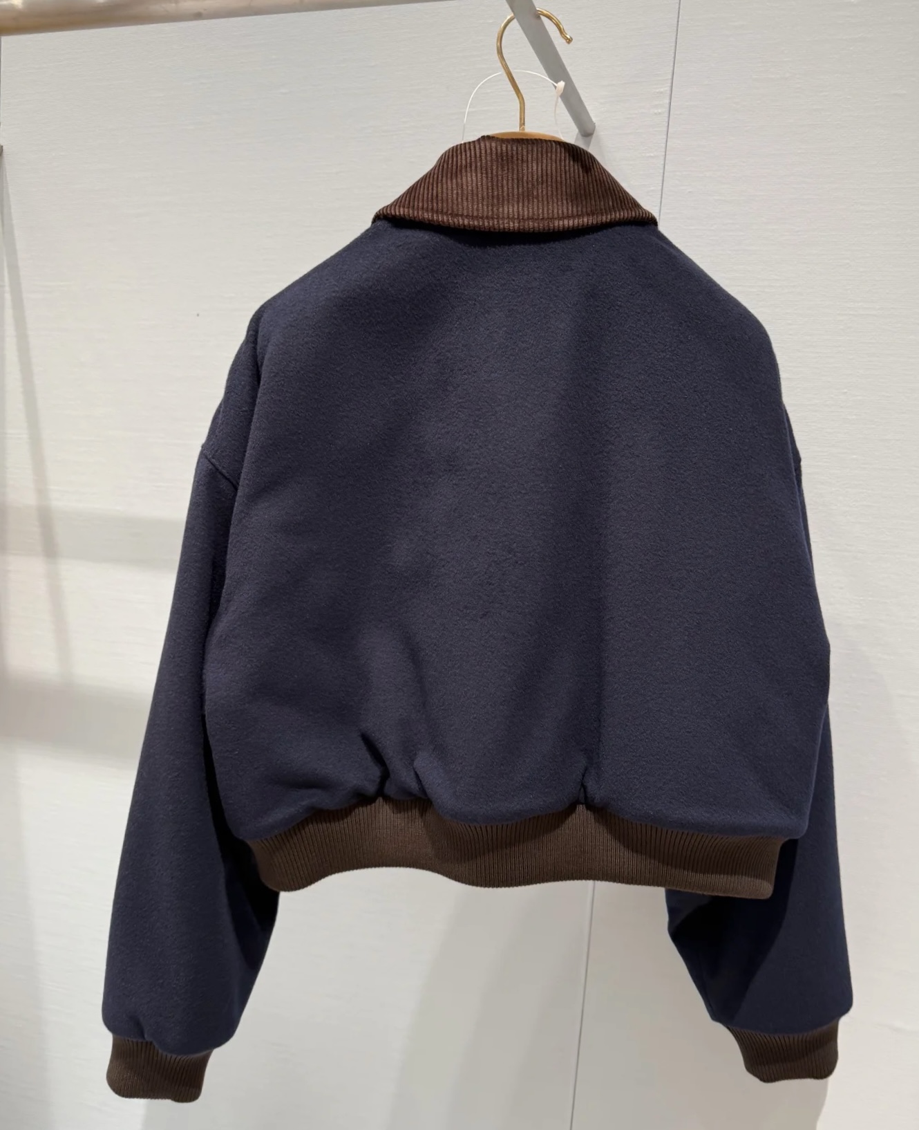 M*U Corduroy Collar Short Jacket - Navy Blue, Embossed Logo, Sweet Academia Style 5 i1760780347300 8179 0 3