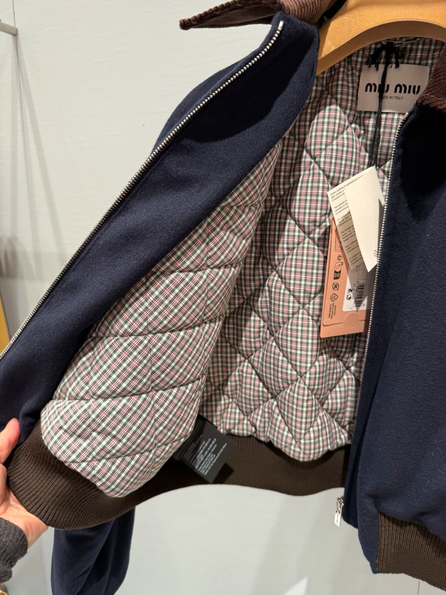 M*U Corduroy Collar Short Jacket - Navy Blue, Embossed Logo, Sweet Academia Style 7 i1760780347805 8316 0 5