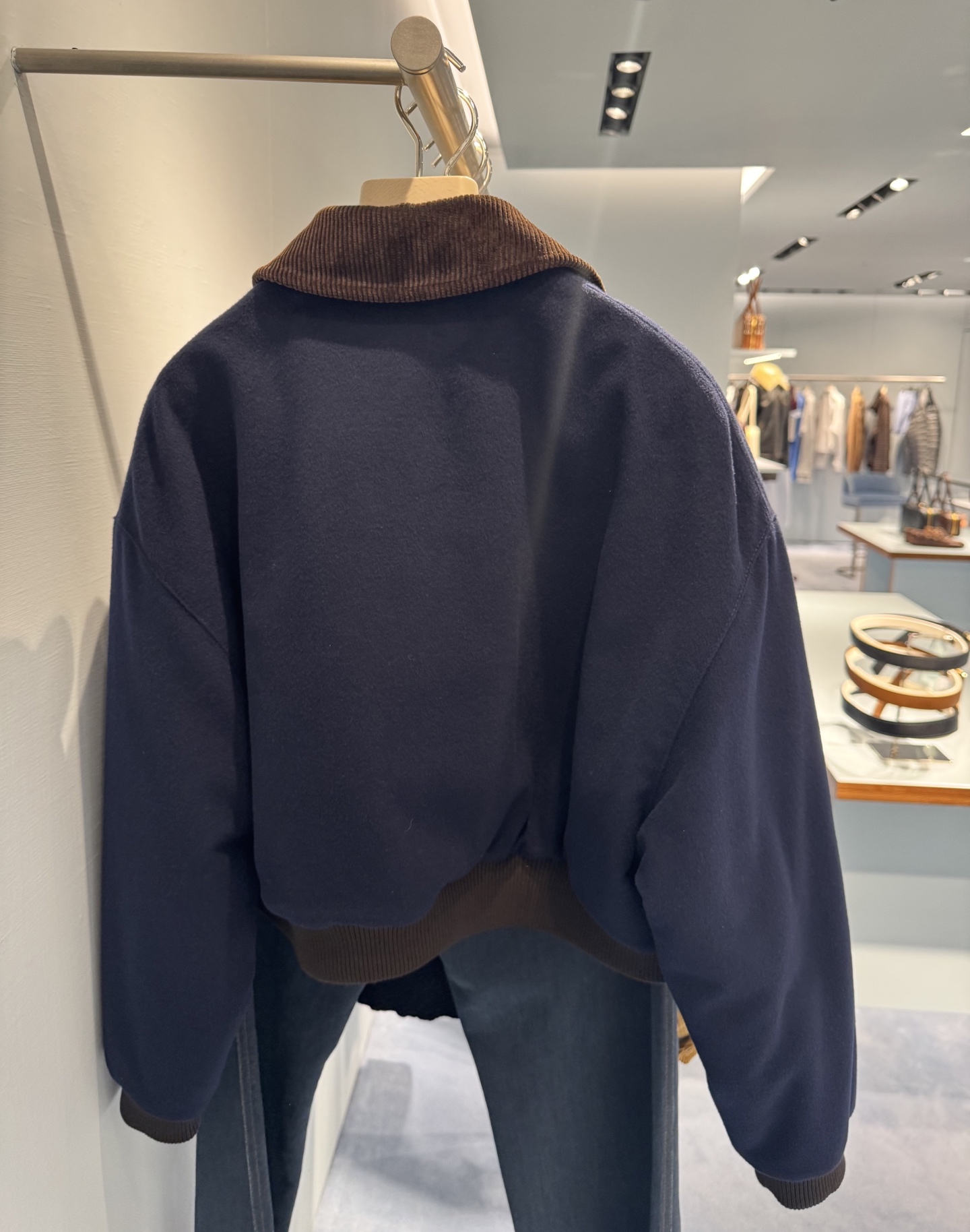 M*U Corduroy Collar Short Jacket - Navy Blue, Embossed Logo, Sweet Academia Style 3 i1760780348155 4728 0 1