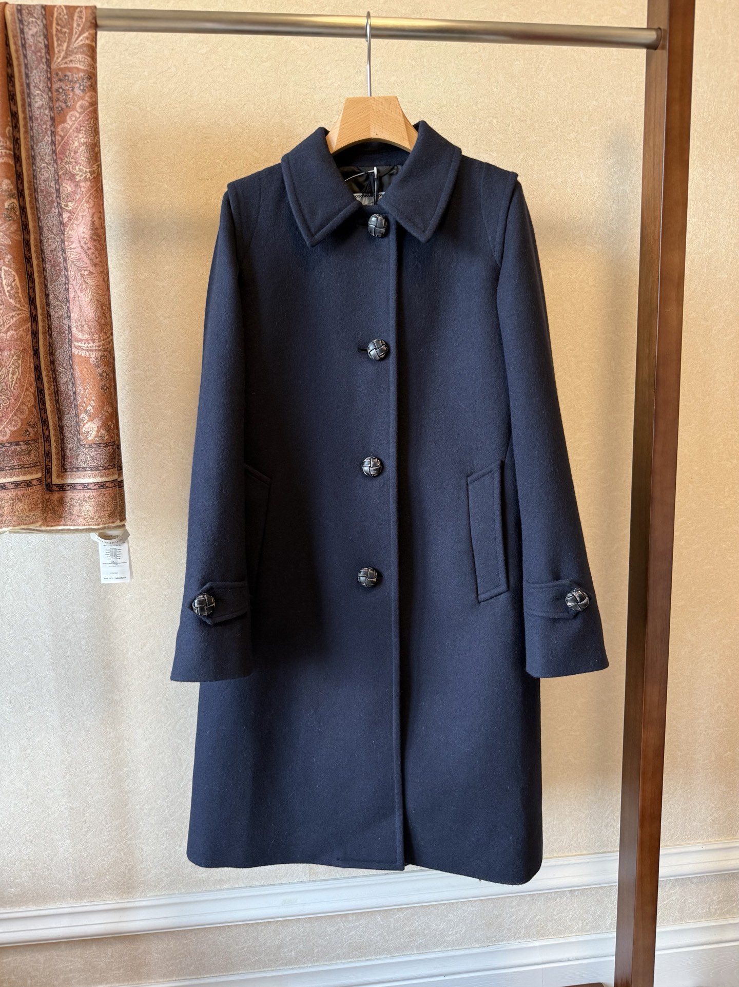 Elegant Wool Blend Overcoat - Navy Blue, Classic Design, and Calf Length 2 i1761036187836 2519 0 0