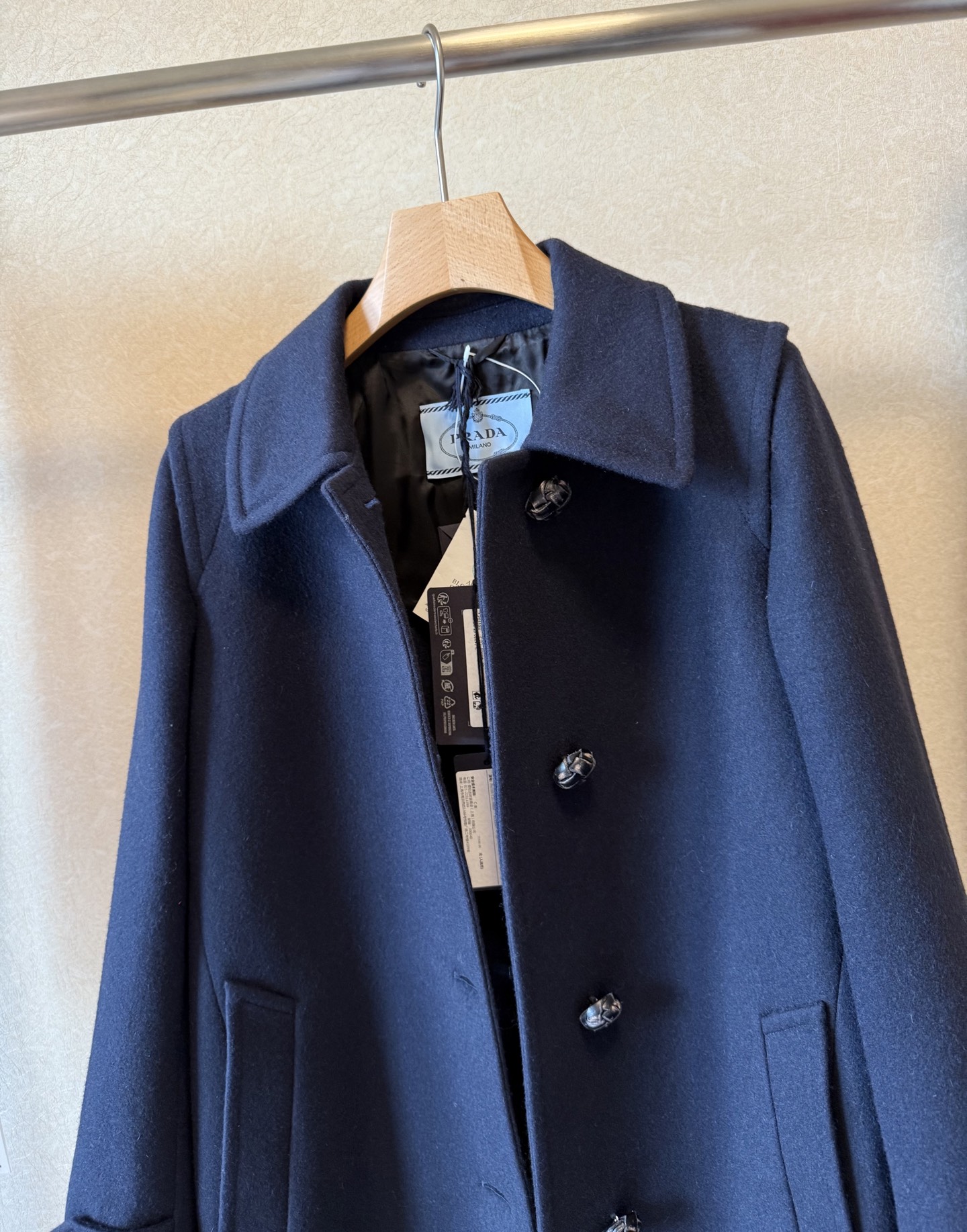 Elegant Wool Blend Overcoat - Navy Blue, Classic Design, and Calf Length 4 i1761036187836 4274 0 2