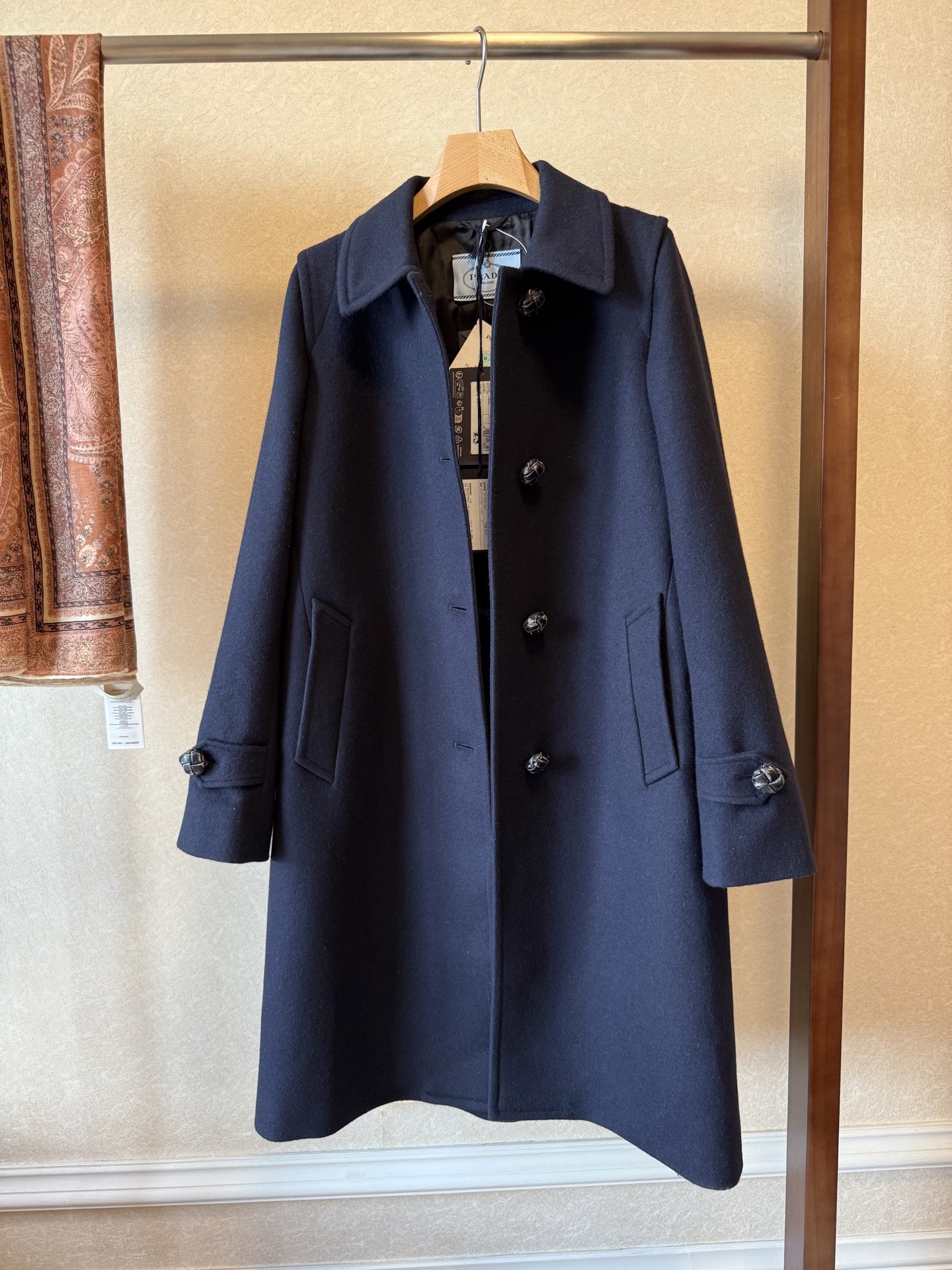 Elegant Wool Blend Overcoat - Navy Blue, Classic Design, and Calf Length 5 i1761036187836 6007 0 3