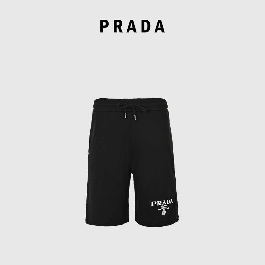 160 Prada/普拉达 徽标刺绣及后袋金属三角标镶嵌短裤