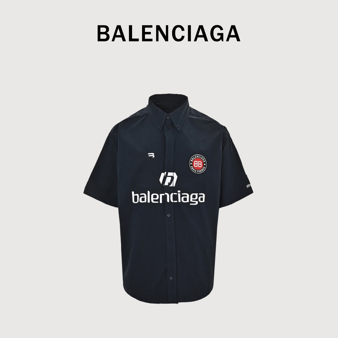 Balenciaga 巴黎世家联名足球7号衬衫短衬 印花加刺绣工艺soccerblokecore 球衣 颜色:藏青色 G